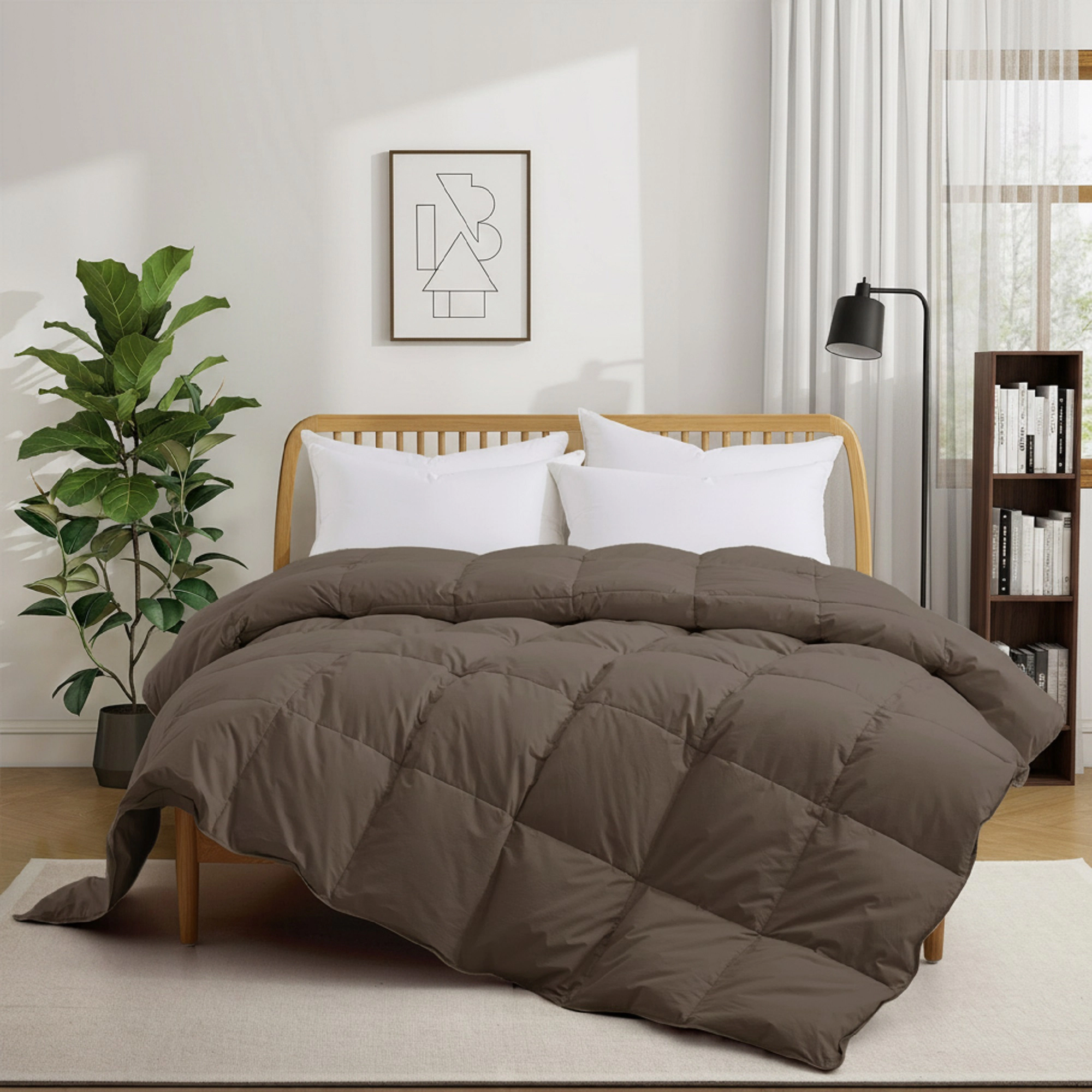 Unikome 300 TC Organic Cotton Goose Down Feather Fiber Comforter for Luxurious All Season Comfort