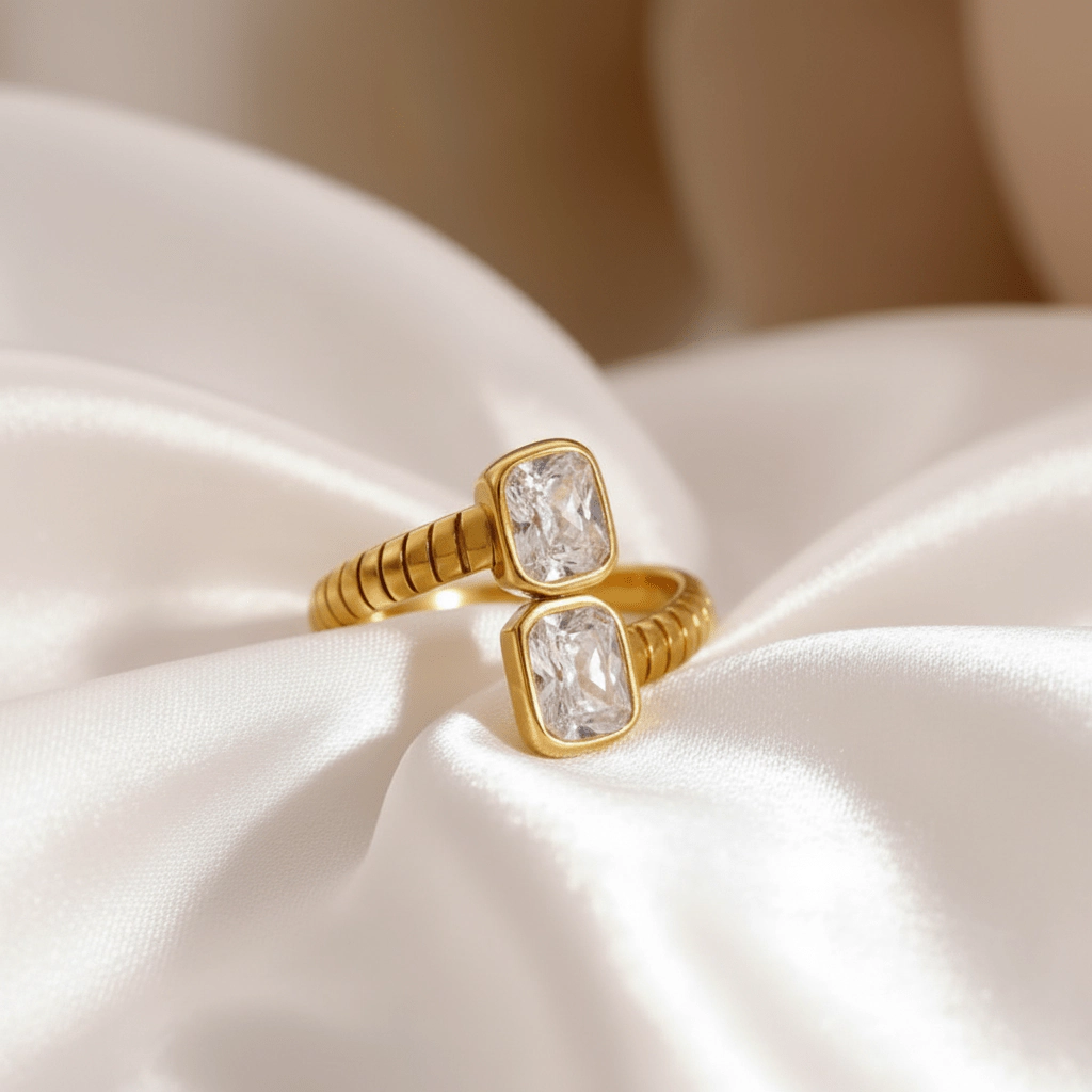 DressAtR Women's Geometric 18K Gold Plated Open Ring