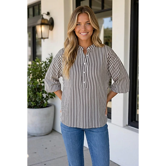 Threaded Pear Raegan Half Sleeve Up Shirt