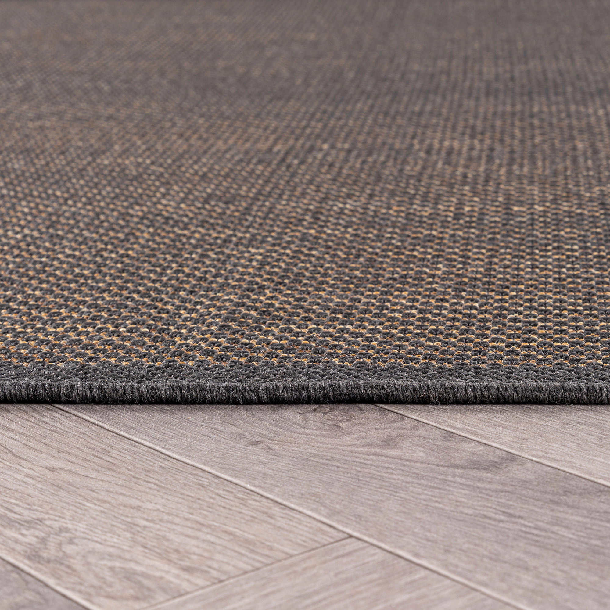 World Rug Gallery Border Indoor/Outdoor Flat Woven Area - Natural Jute-Style, Easy-Care Patio