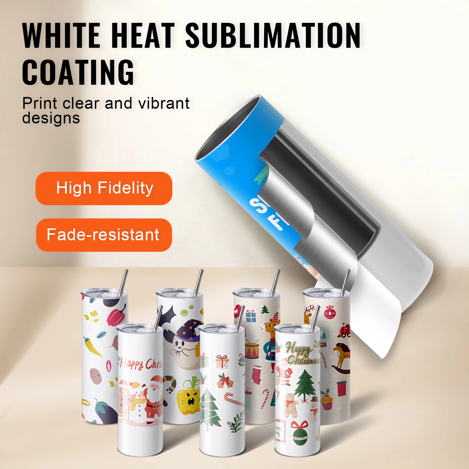 HONGGE Sublimation Tumblers 20oz Skinny Straight Stainless Steel Sublimation Tumblers Blank Stainless Steel Double Wall