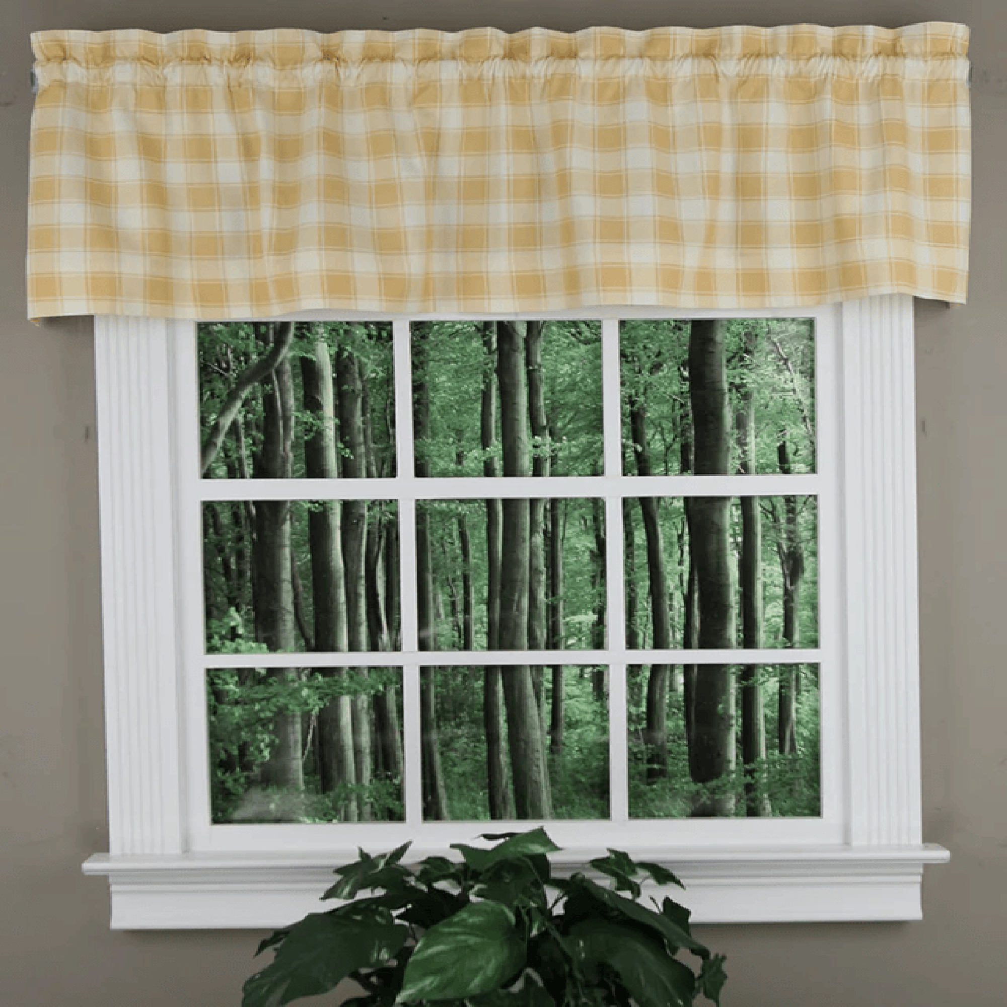 Ellis Curtain 50% Polyester 50% Cotton Country Check Tailored With 1.5" Rod Pocket Window Valance 58" x 15" Butter