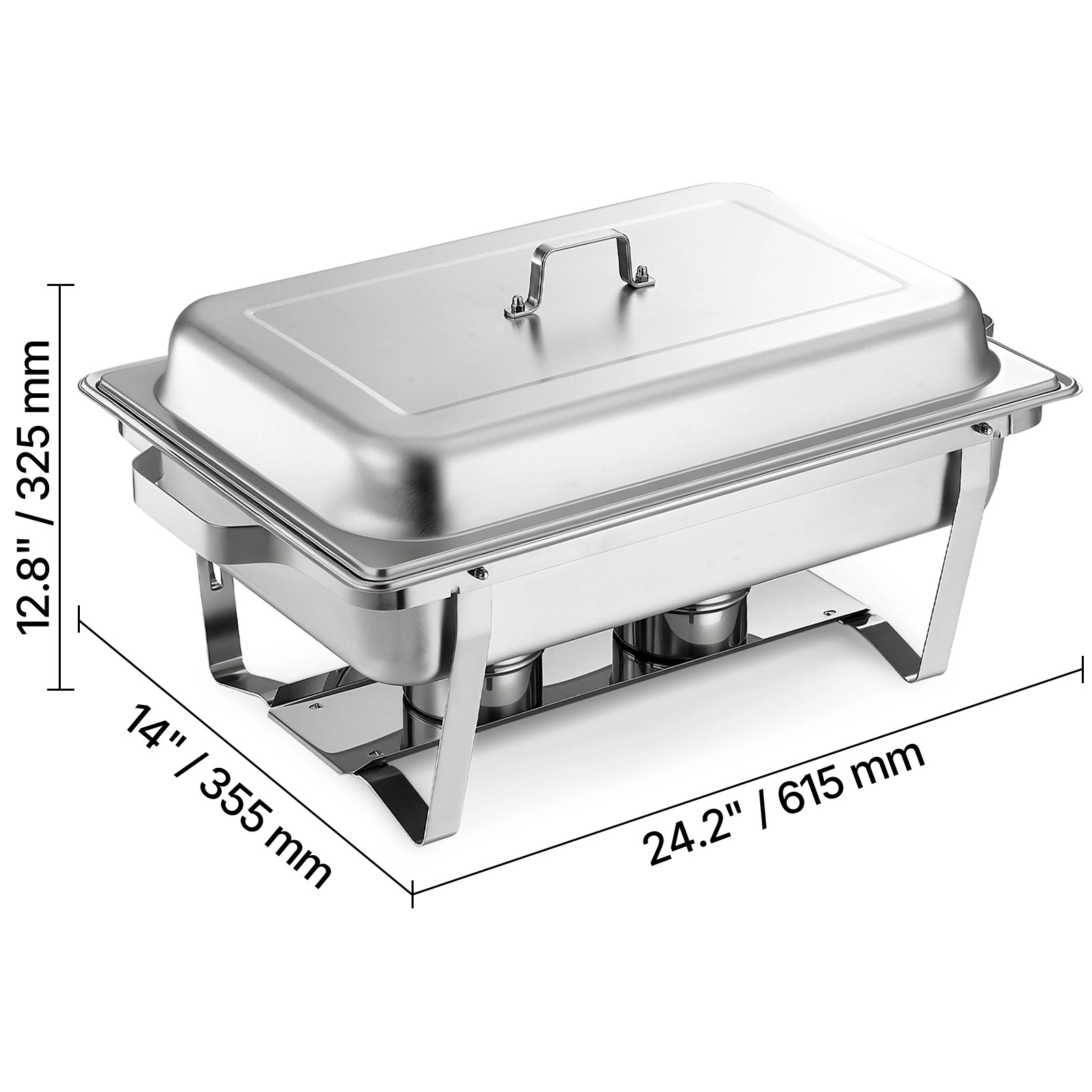 HONGGE Rectangle Chafing Dish 9 Qt Stainless Steel Chafing Dish Food Warmer Chafer Complete Set with Hollow Handle Food