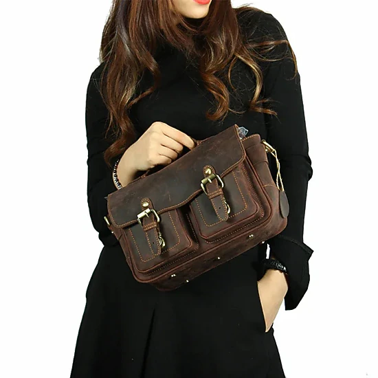 Steel Horse Leather Unisex The Faust Leather Camera Bag | Crossbody Vintage Camera Messenger Bag