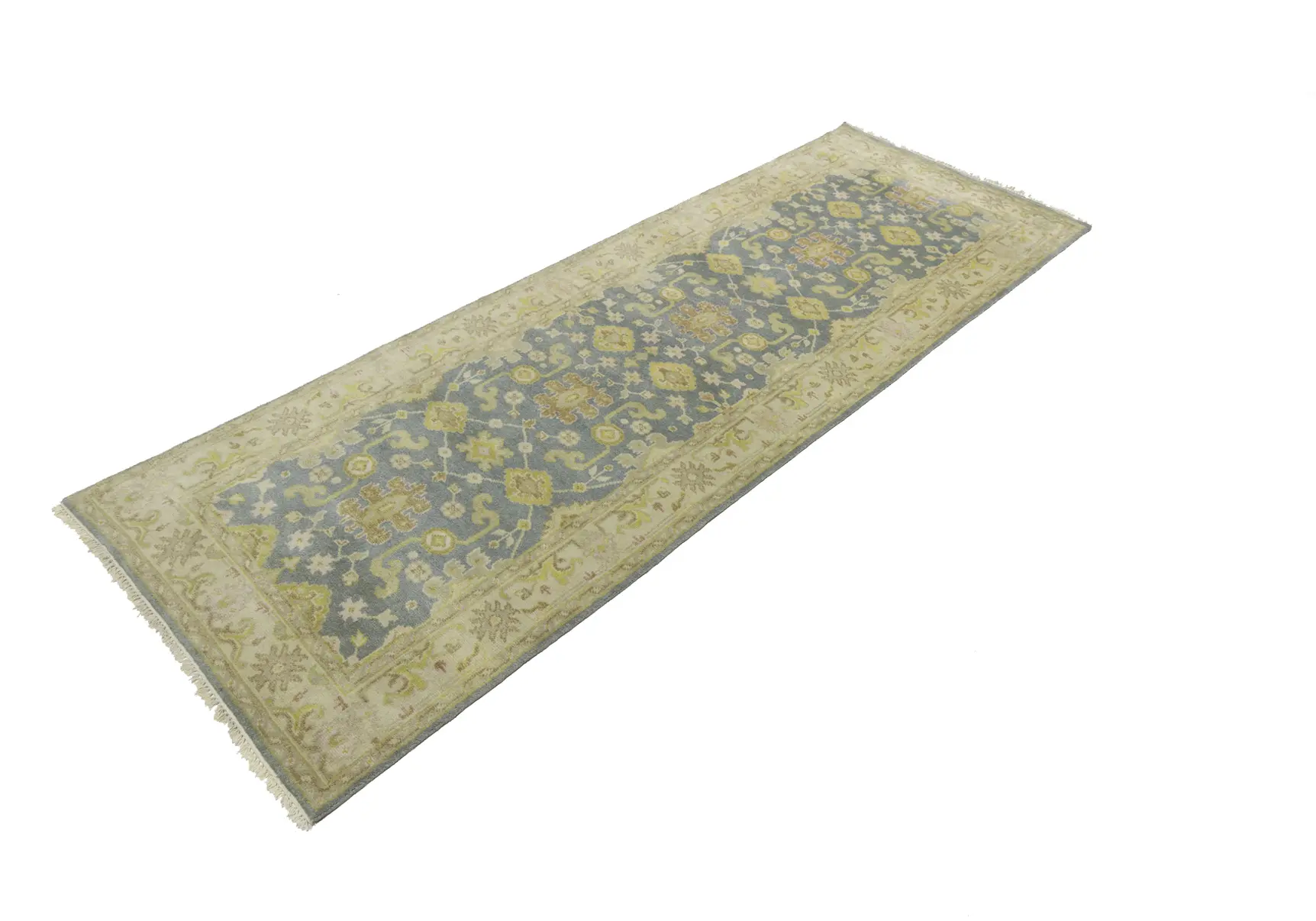 Magic Rugs 4'1 X 11'6 Gray & Beige Hand Knotted Oushak Wool Runner Rug