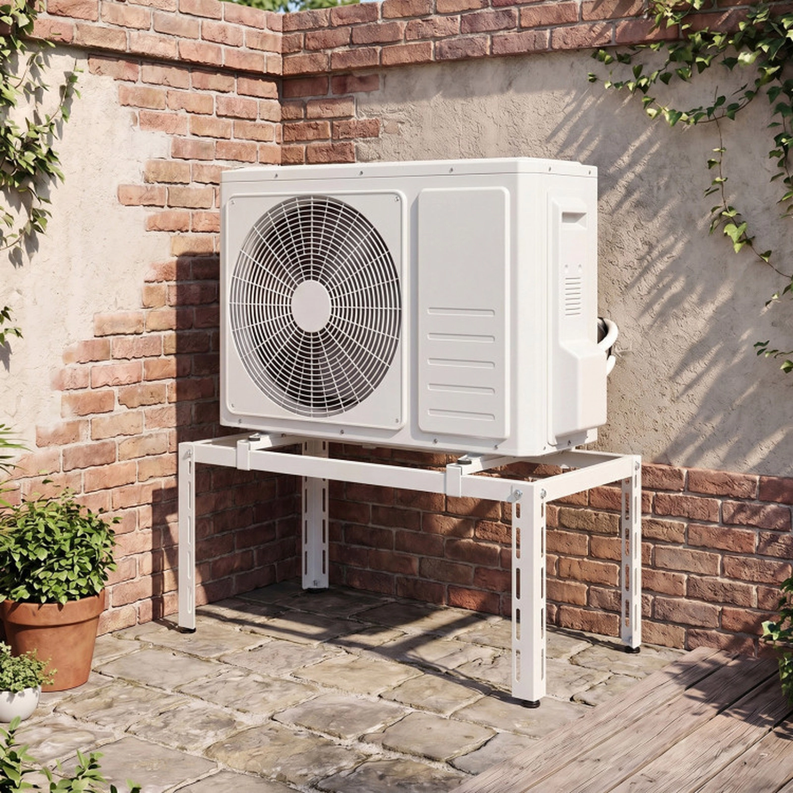 SUGIFT Adjustable Mini Split Ground Stand for Ductless Air Conditioners 400-lb Capacity 33.46 x 18.9-in White