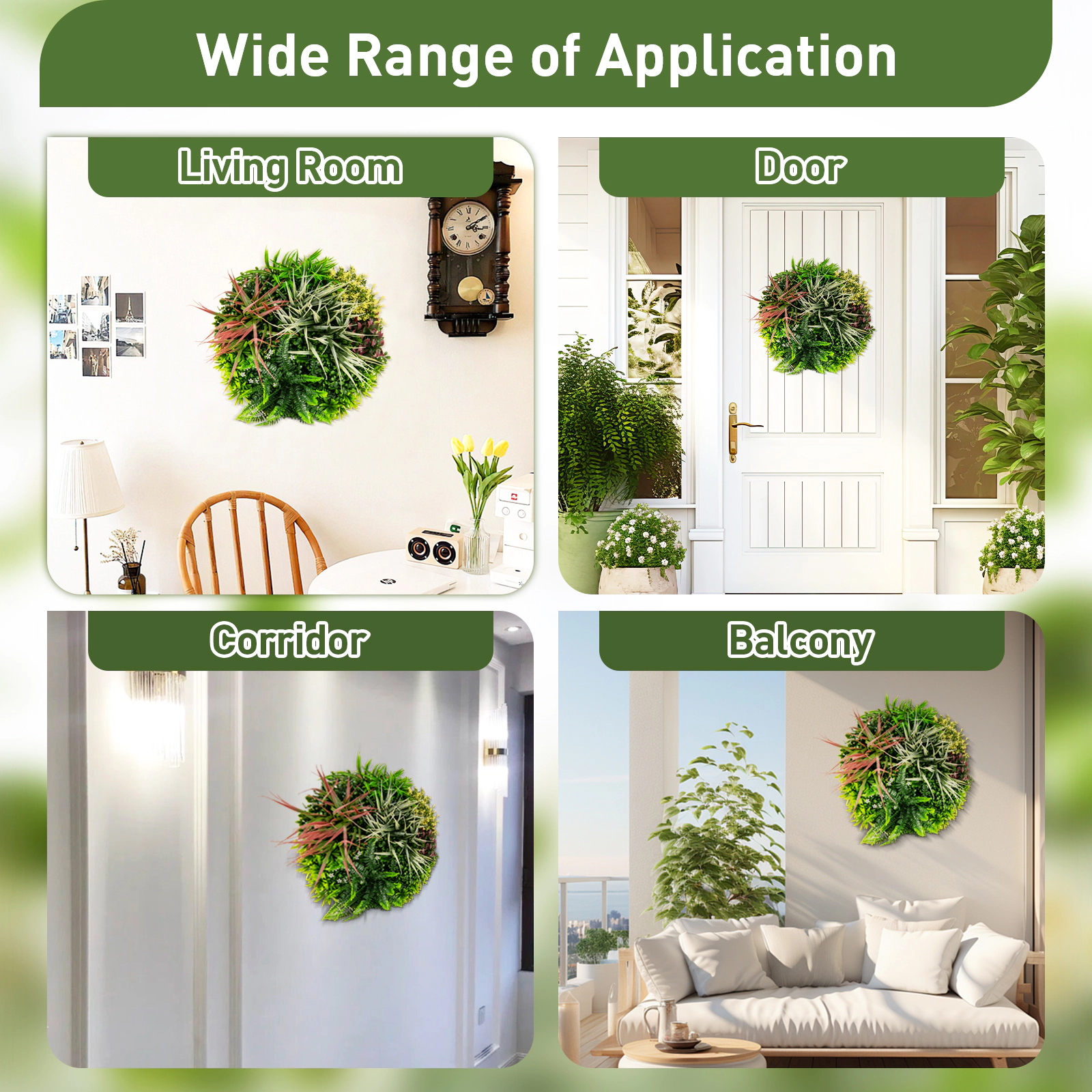 SUGIFT Square Framed Artificial Foliage Wall Art 2 Pack Artificial Greenery Decor Green & Brown