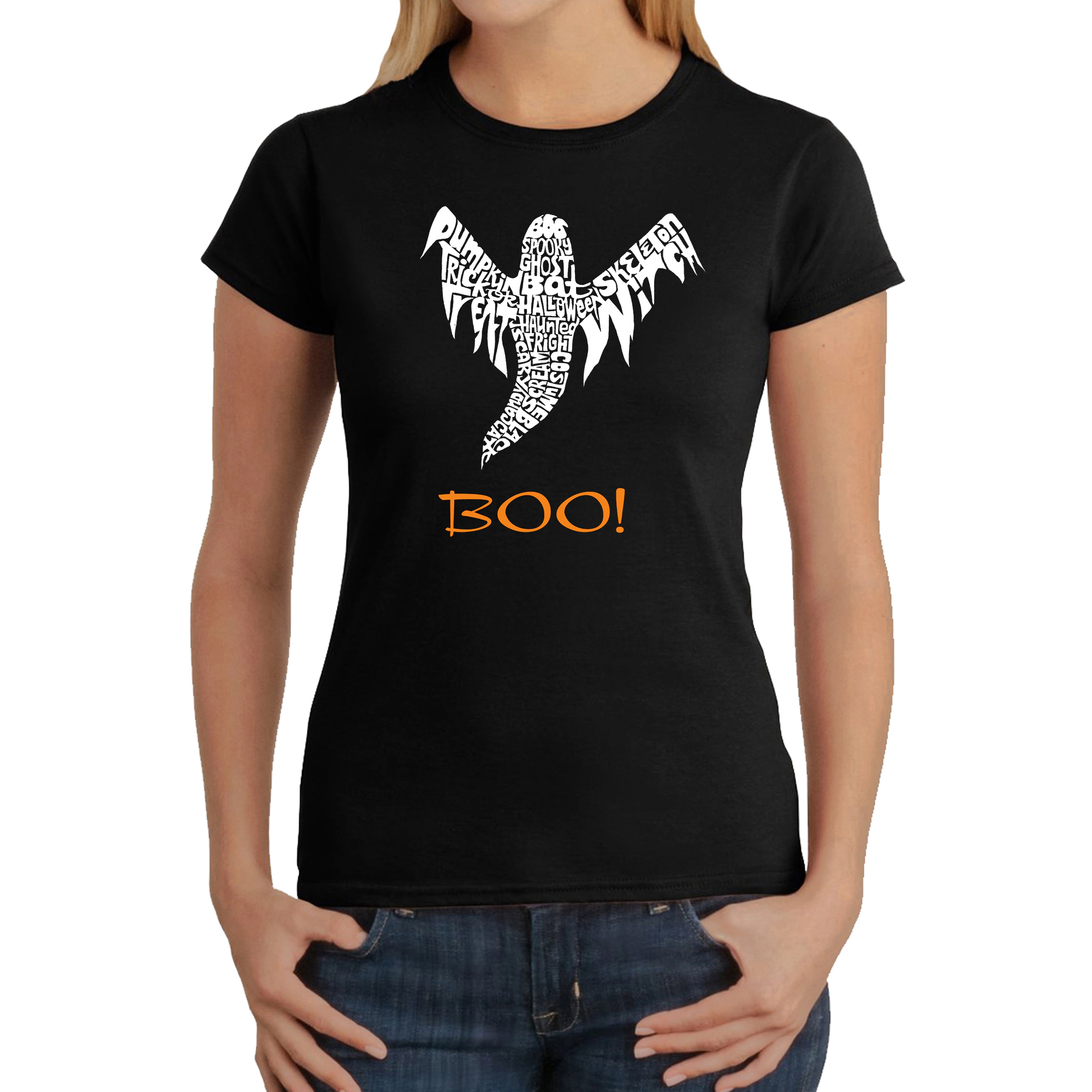 LA Pop Art Women's Word T-Shirt - Halloween Ghost