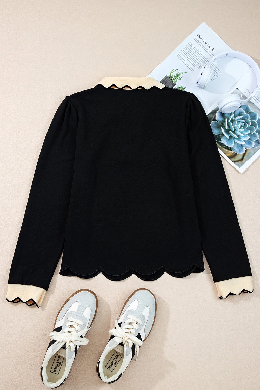 Threaded Pear Maryam Collared Top Long Sleeve Top