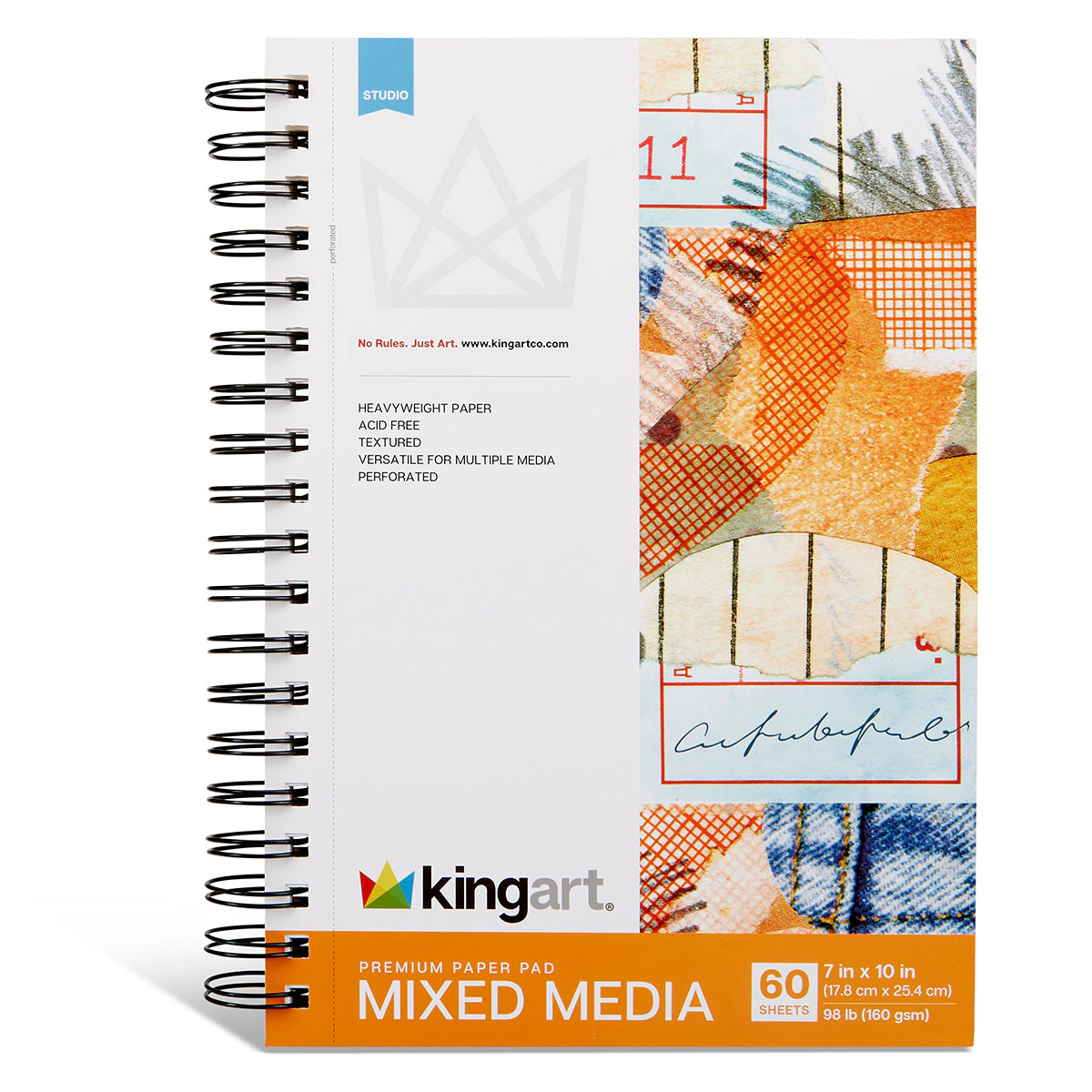 KINGART Mixed Media Paper Pad Bundle, 3 Pack 7"x10", 8"x10", 9"x12" - 60 Sheets Each
