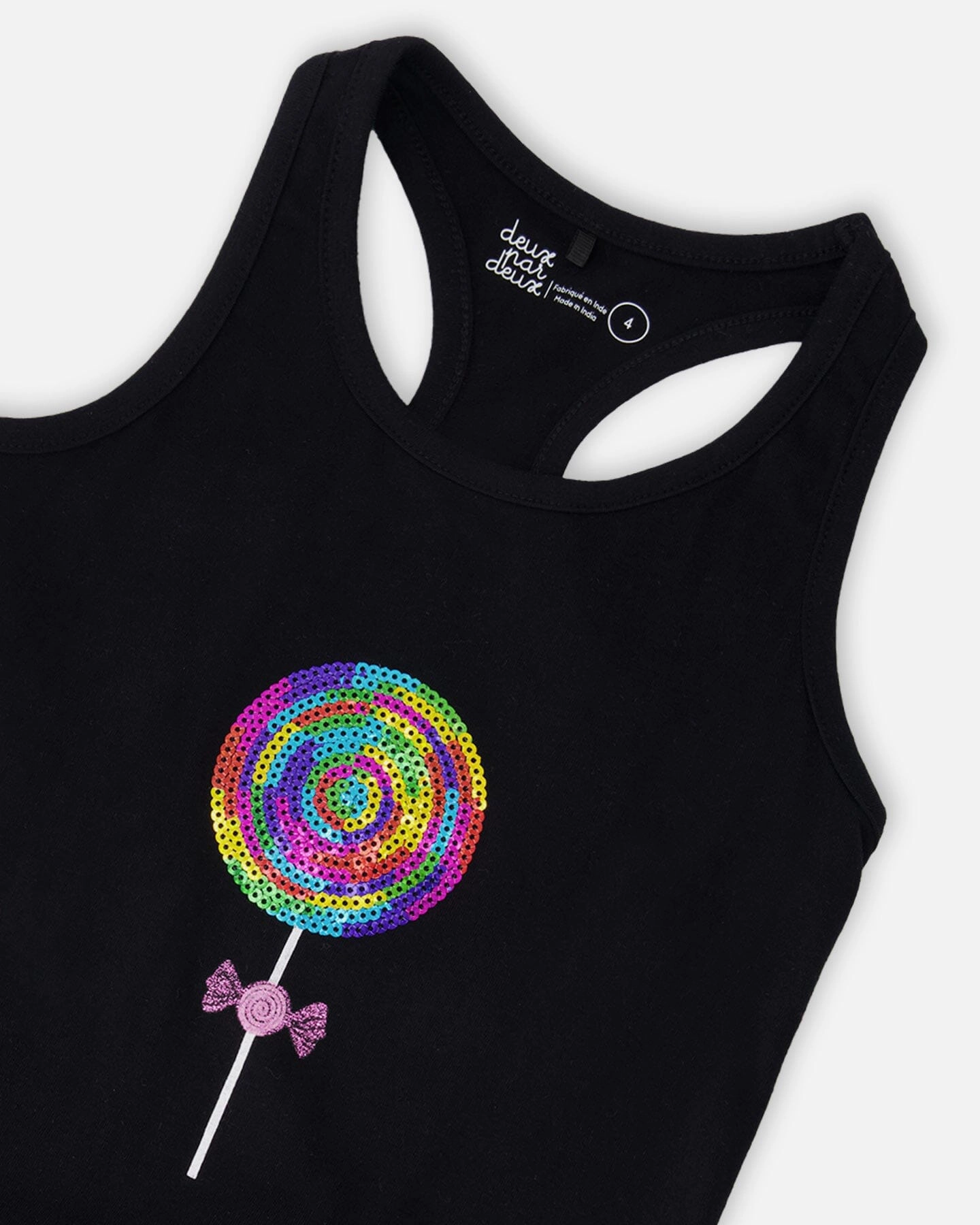 Deux par Girls Organic Cotton Lollipop Sequin Tank Top