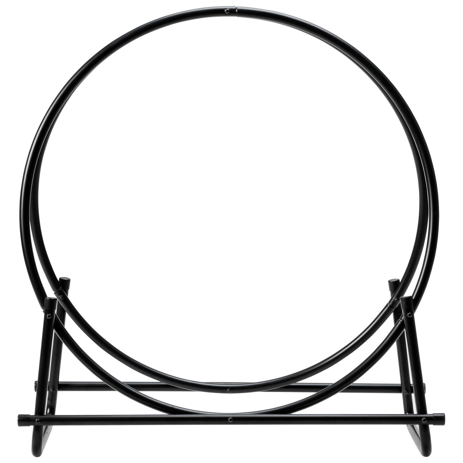 SUGIFT 30-in A-Frame Powder Coated Tubular Steel Log Hoop Firewood Rack 37.6-in x 14.2-in x 40.4-in 440-lb Black
