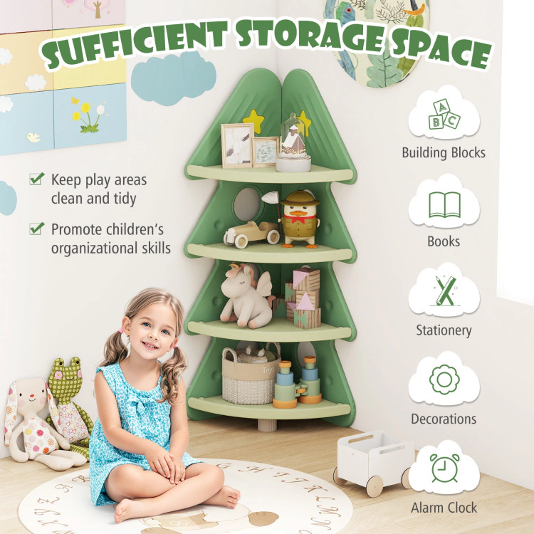 Hivvago 4-Tier Kids Corner Bookshelf Baby Display Shelf For Kids Room