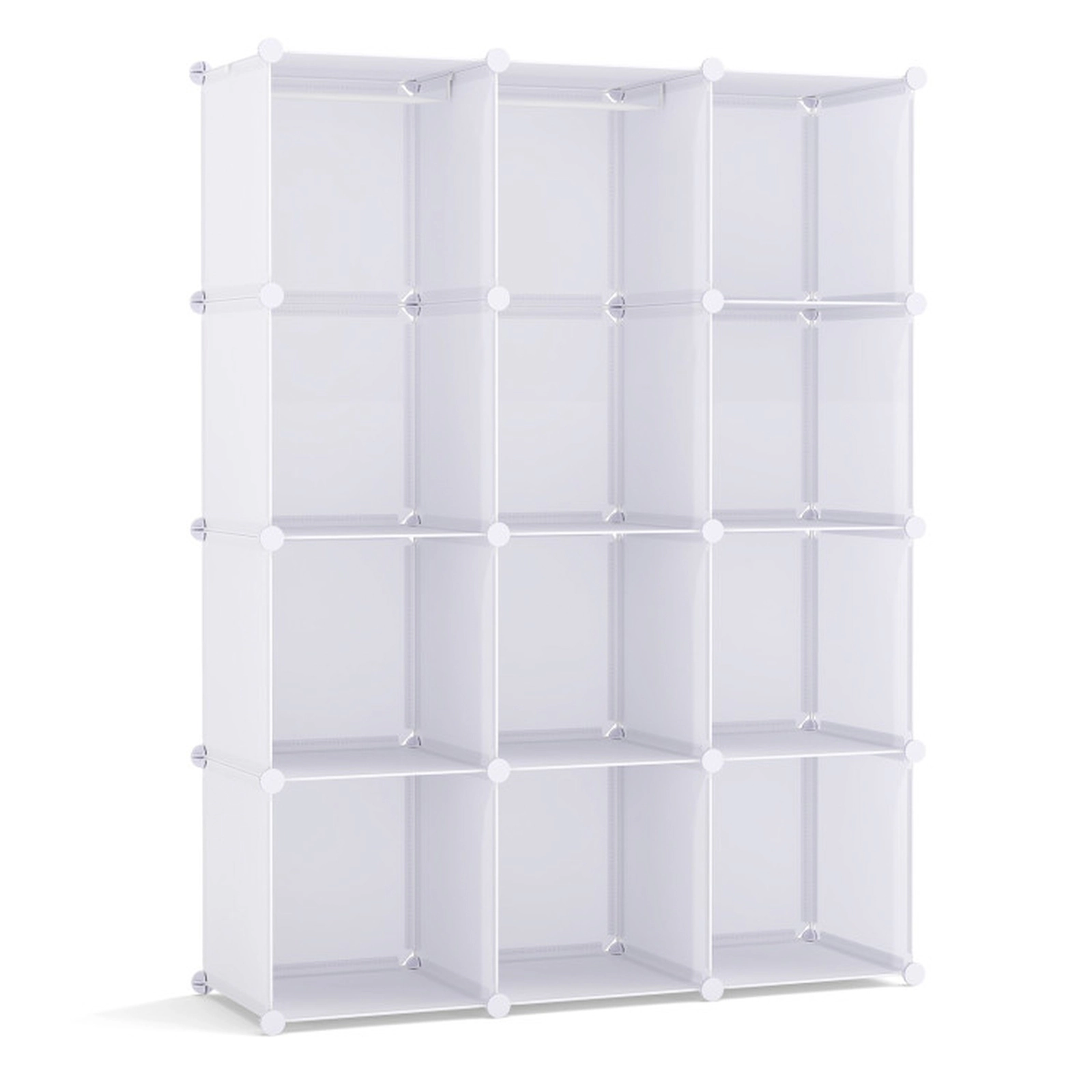 SUGIFT Modular Baby Wardrobe Toy Organizer with 10 Cubes Hanging Rod and Shelves 6.5-lb Cube Capacity Stackable White