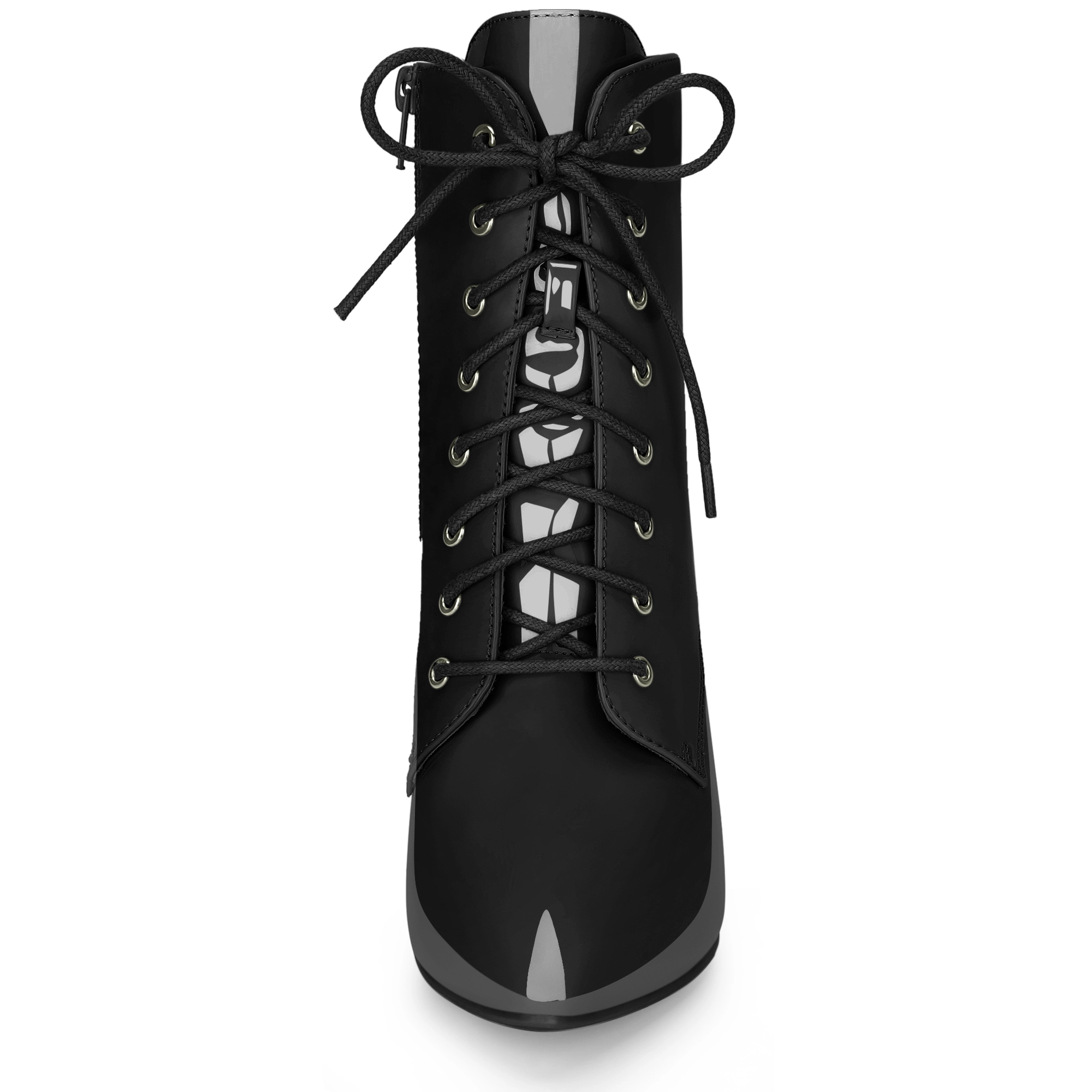 BLISSFUL STEP Women Pointed Toe Stiletto Heel Lace Up Ankle Boots