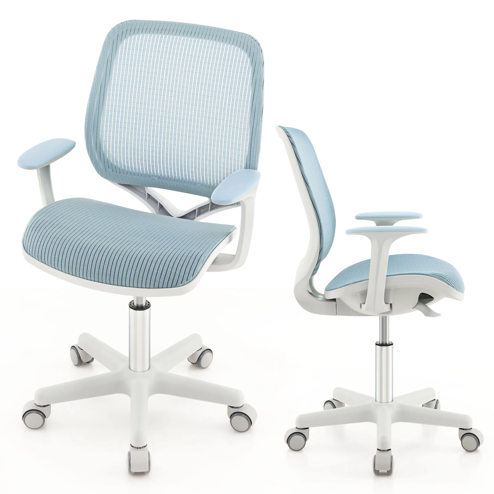 SUGIFT Swivel Mesh Children Computer Chair with Adjustable Height 31.5-36-in Tall 330-lb Capacity Ages 6-15 Blue