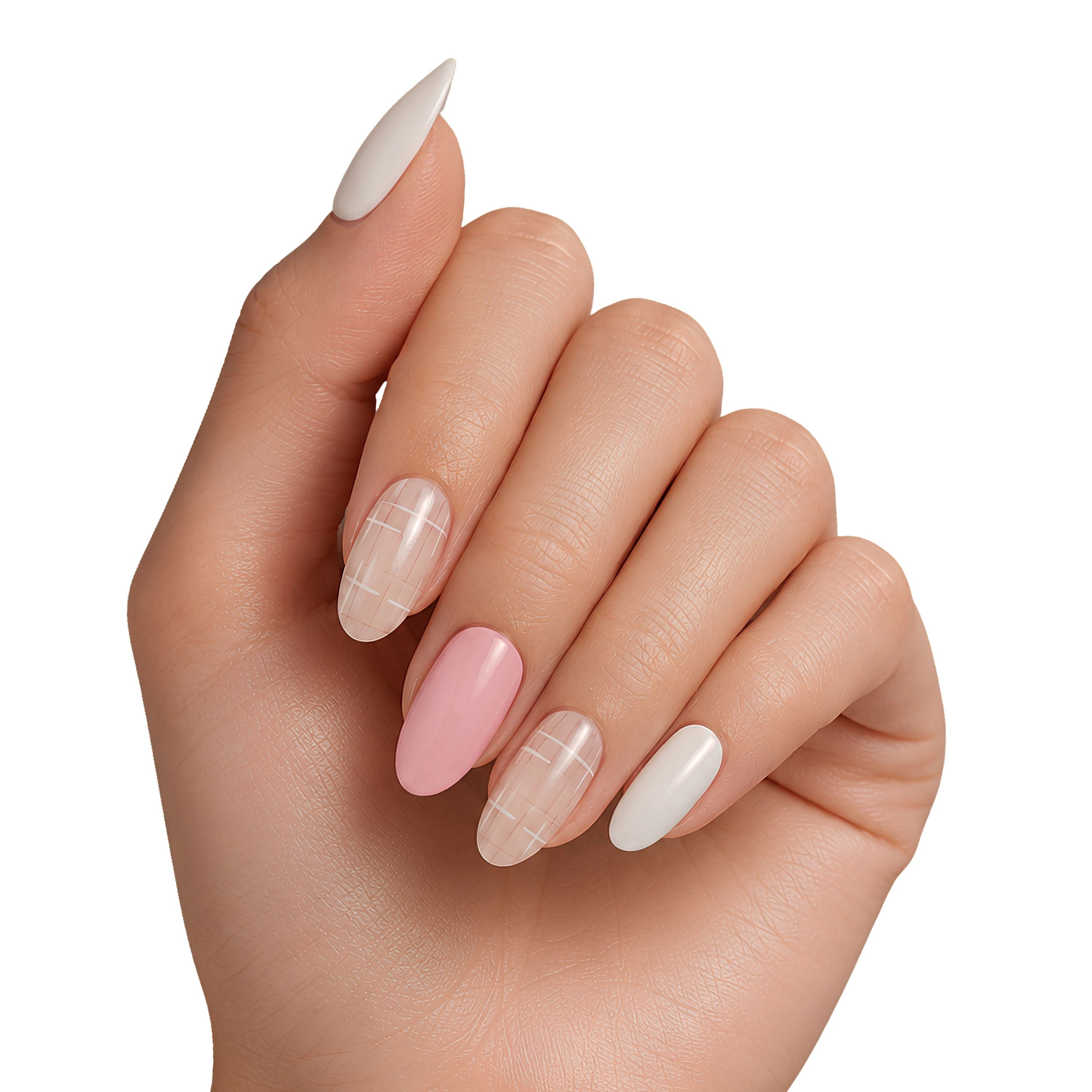 XPNail Women's 2-Pack Bundle of Nail Polish Strips Pink White Beige Mixed 16ct