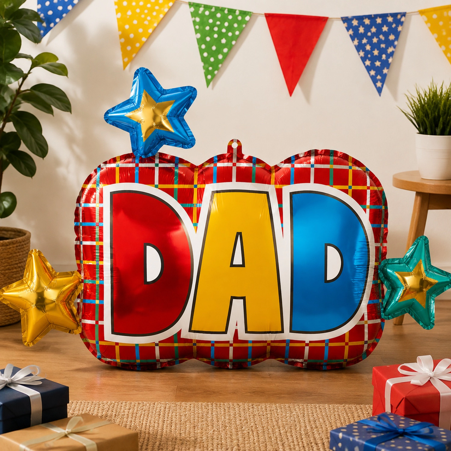 LoonBalloon Father's Day 36-Inch Multicolor Graphic Grid Balloon