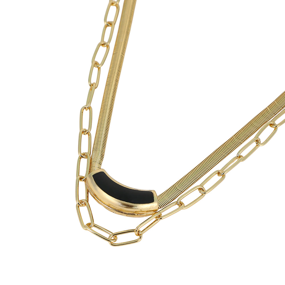 SOHI Women's The Sylvan-Snakechain Multi-Layer Necklace - California Gold