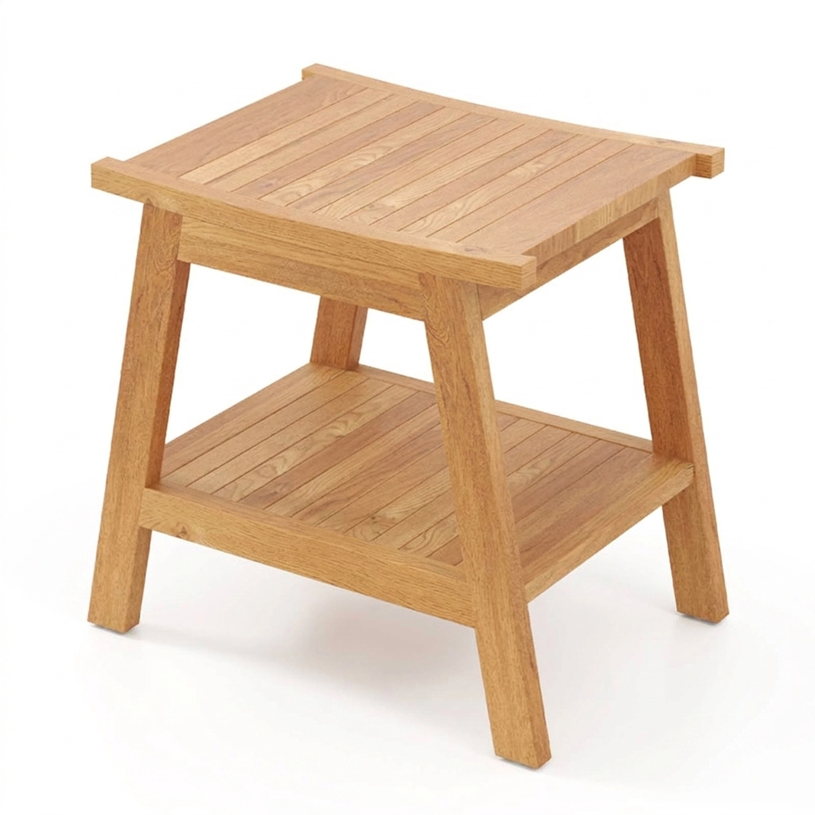 SUGIFT 20-in Teak Wood Shower Bench with Storage Shelf 176-lb Capacity 20 x 14 x 19 in Foot Pads Natural 1-Piece