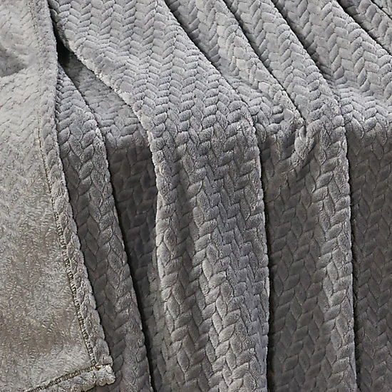 Plazatex Chevron Plush Decorative Throw Blanket Soft All Season 50 x 70 Grey