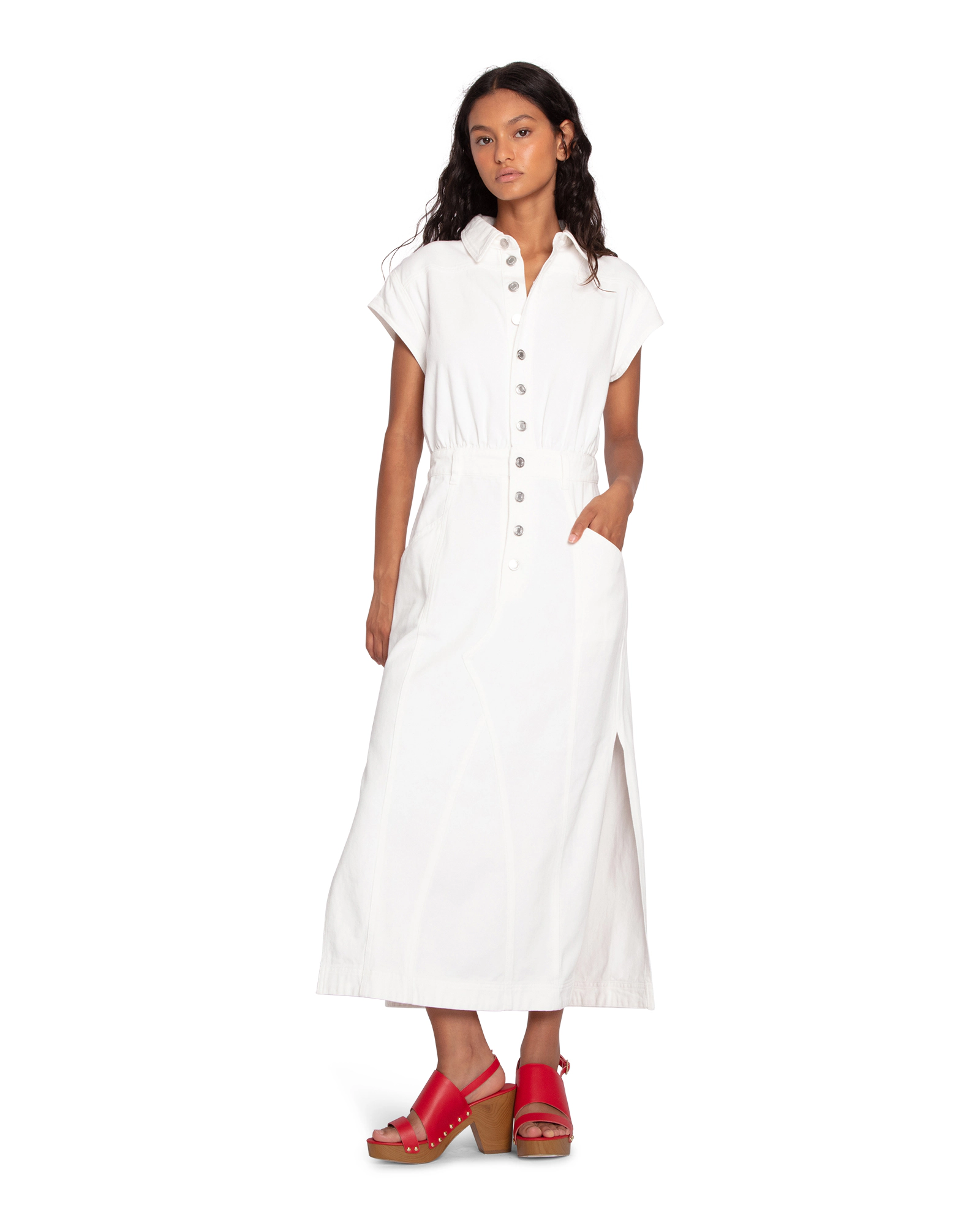 Belle & Bloom Womens Sundown Denim Midi Shirt Dress