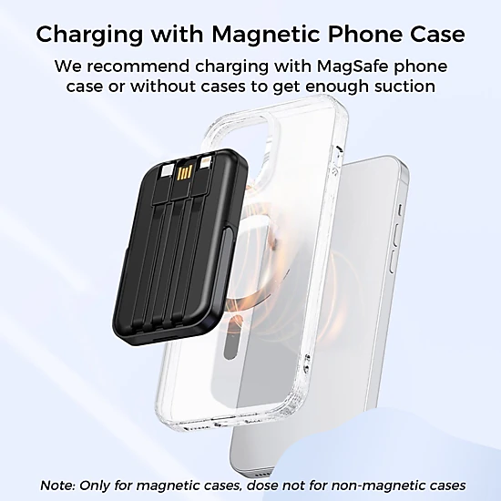 Alpha Digital 10,000mAh, 3 Cables, Magnetic Wireless Charging, Phone Stand - Power Bank