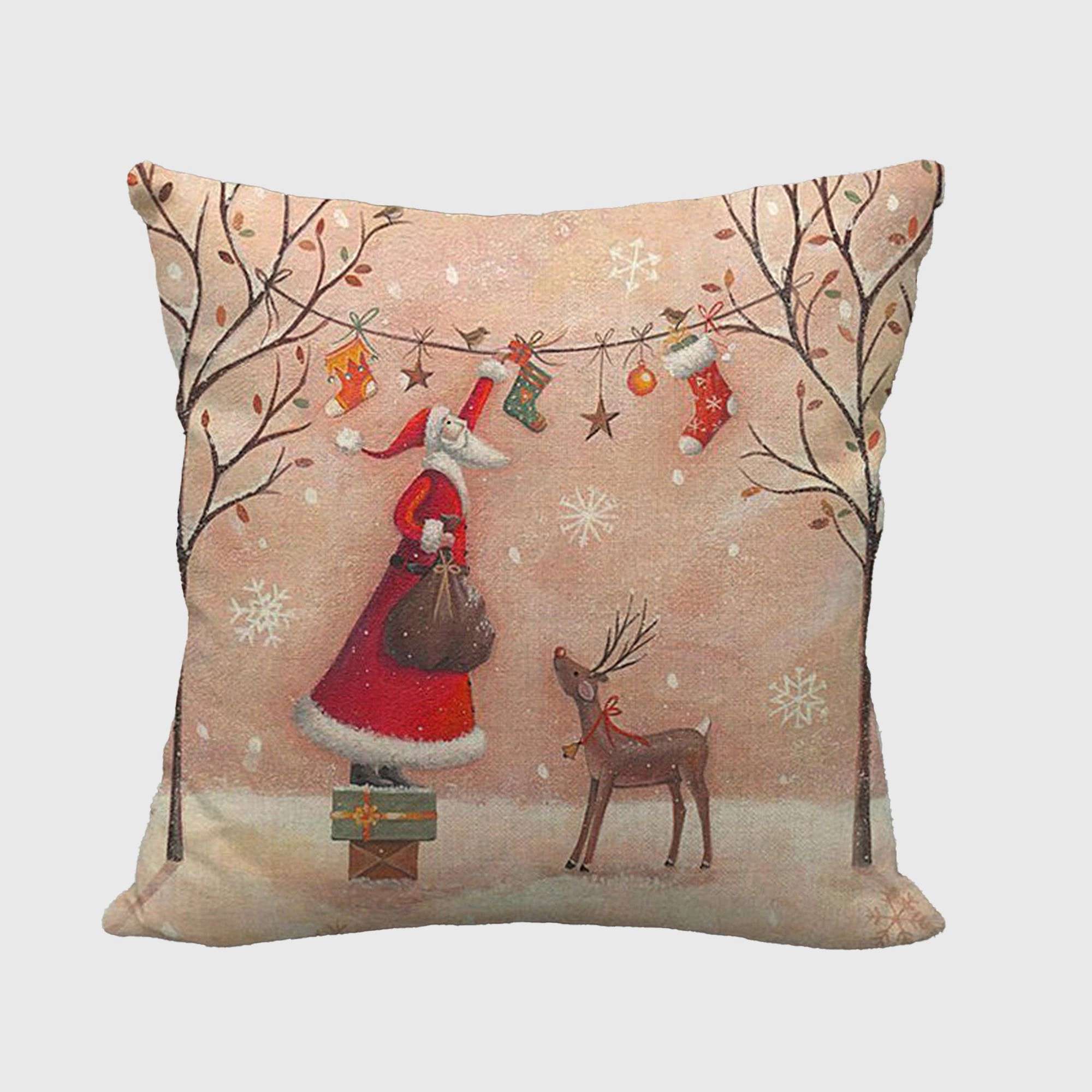 Anna-Kaci Vintage Winter Forest Decorative Throw Pillow Cover 18 x 18 in