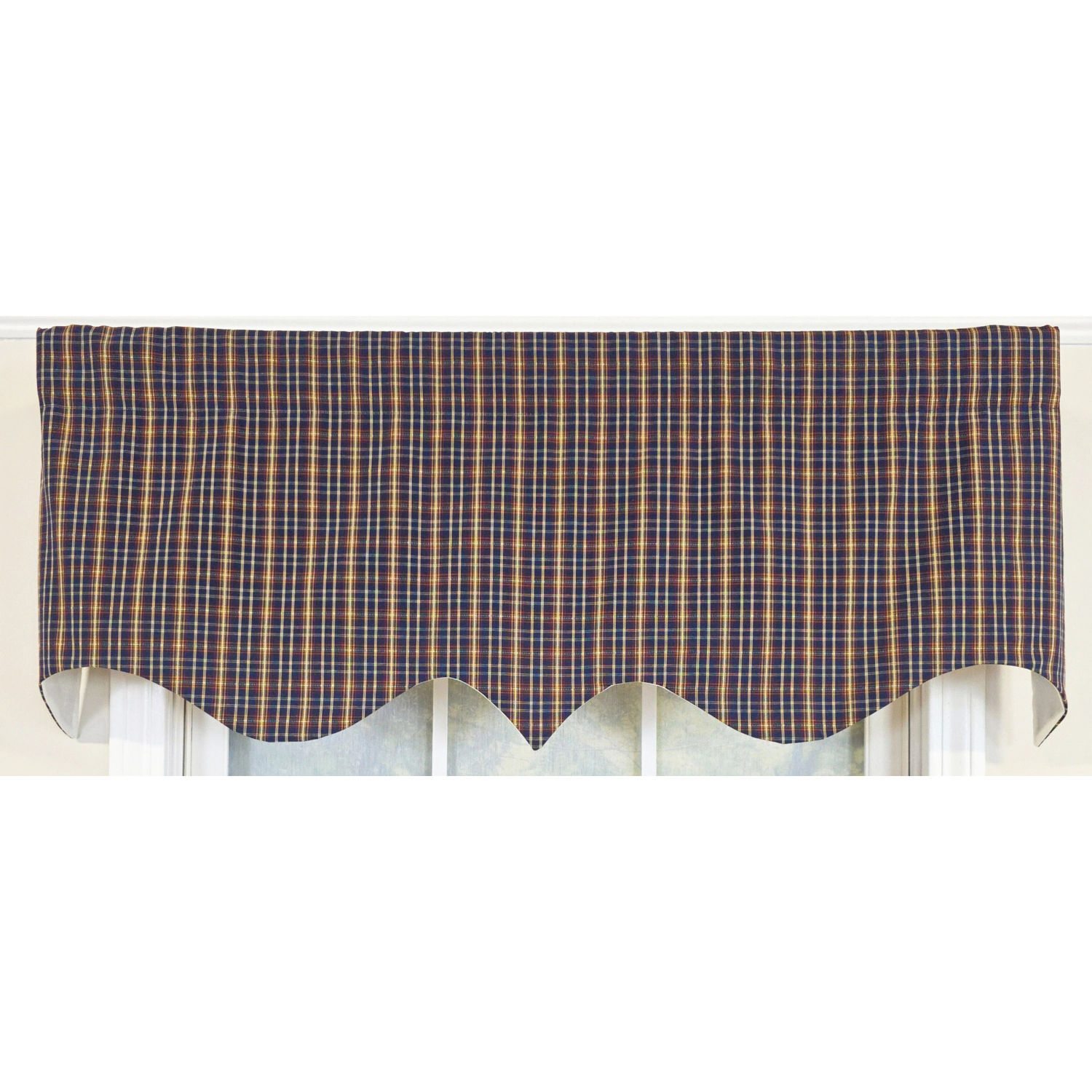 RLF Home 100% Cotton Palermo Regal  Fully lined Windows Rod Pocket Valance 50" x 17"  Navy