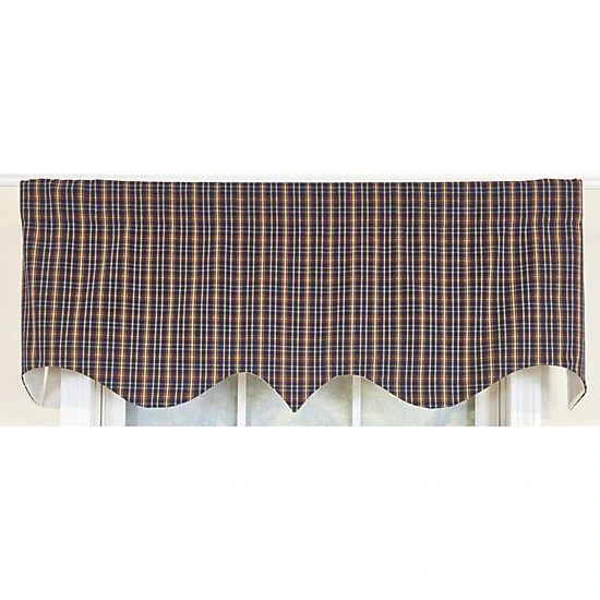 RLF Home 100% Cotton Palermo Regal  Fully lined Windows Rod Pocket Valance 50" x 17"  Navy