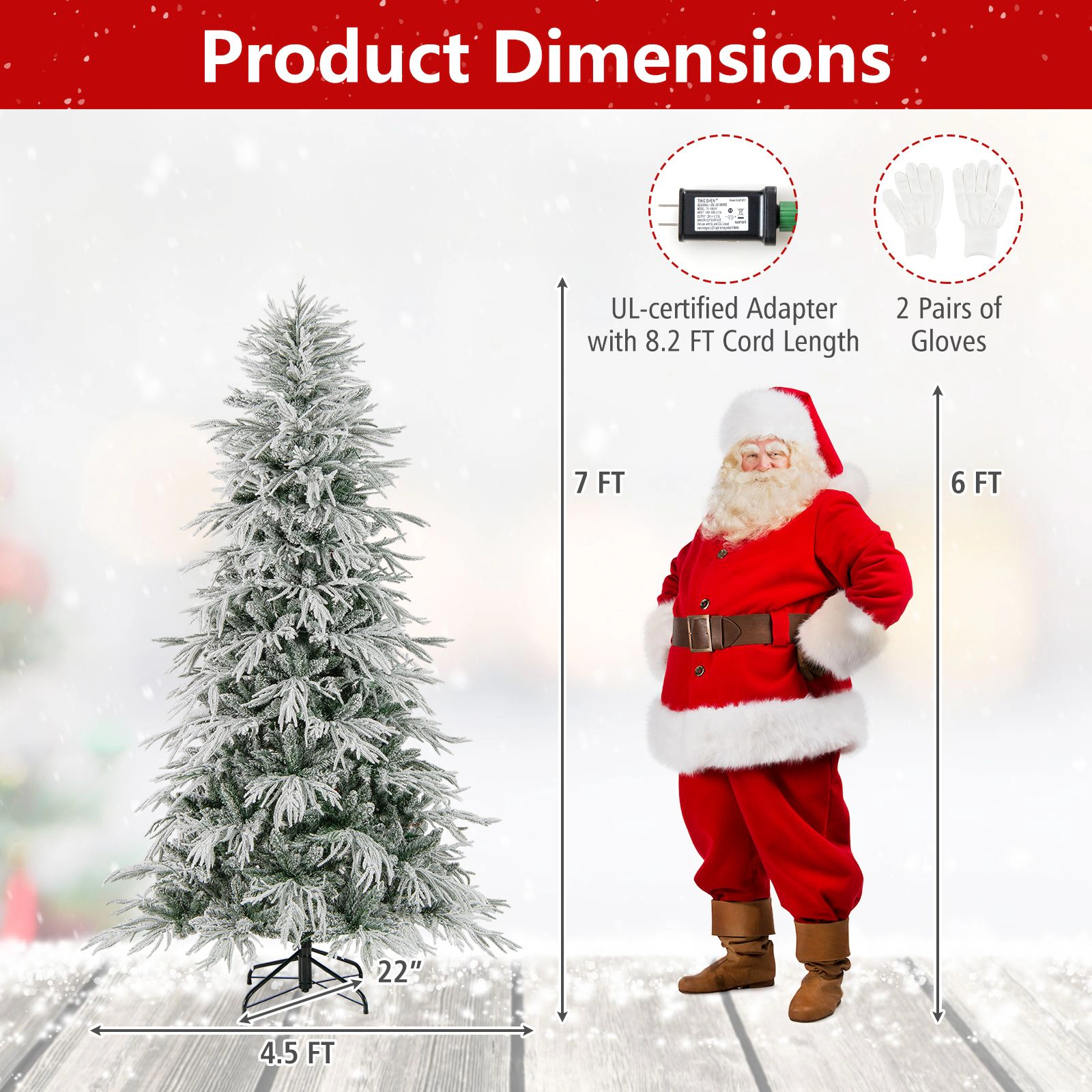 SlickBlue Snow Flocked Christmas Tree with Warm White LED Lights