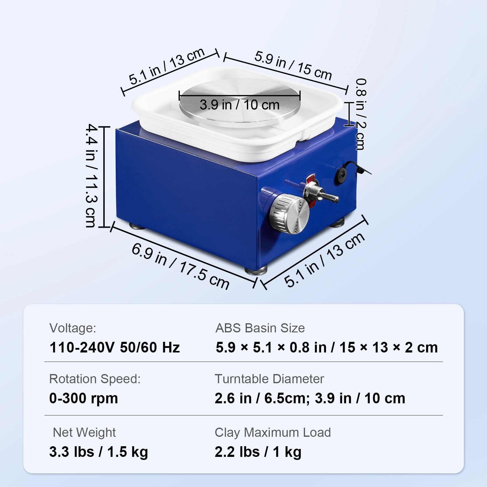 HONGGE Mini Pottery Wheel, 2 Turntables Ceramic Wheel Machine, Adjustable Speed Detachable Basin