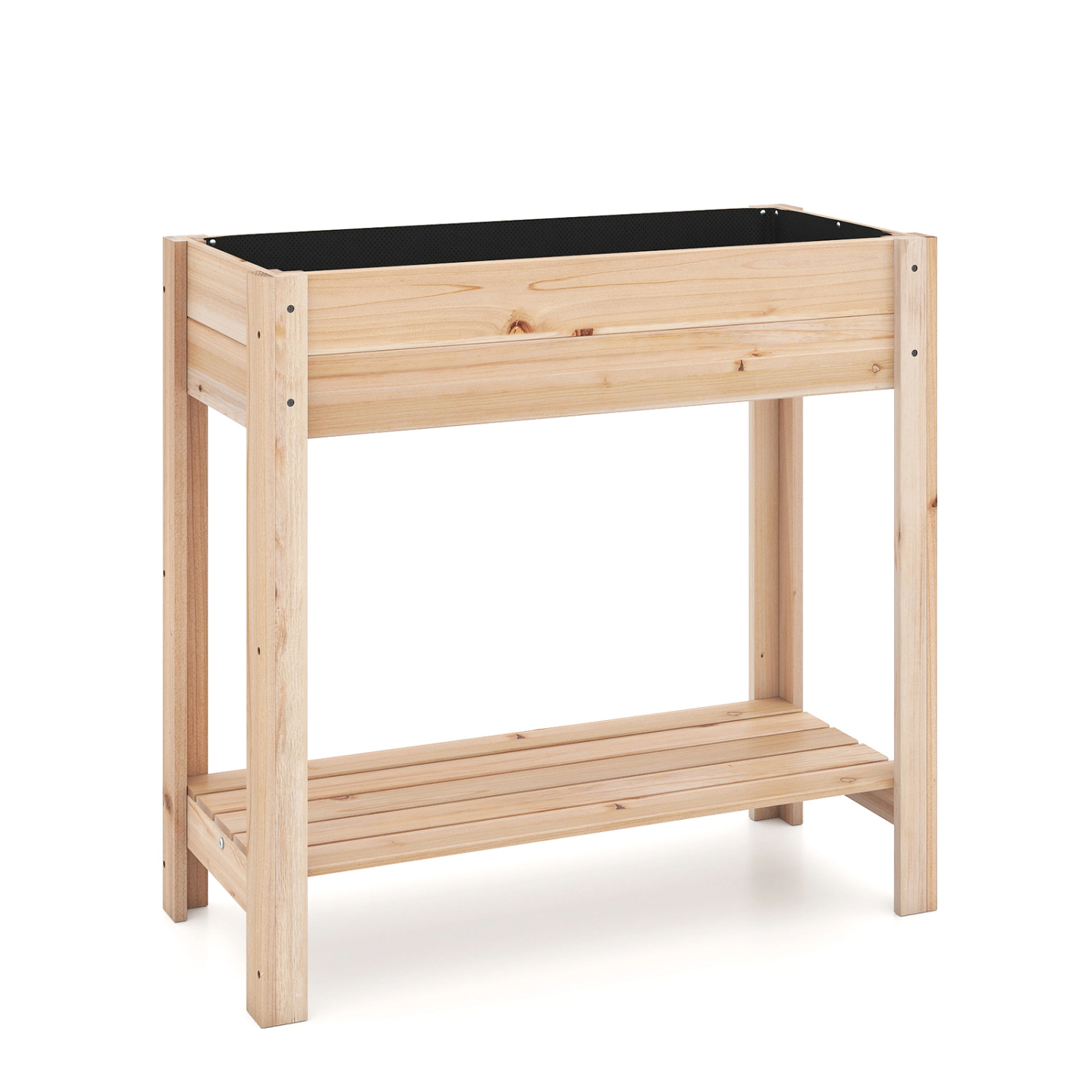 LJG Wooden Raised Garden Bed with Legs and Storage Shelf
