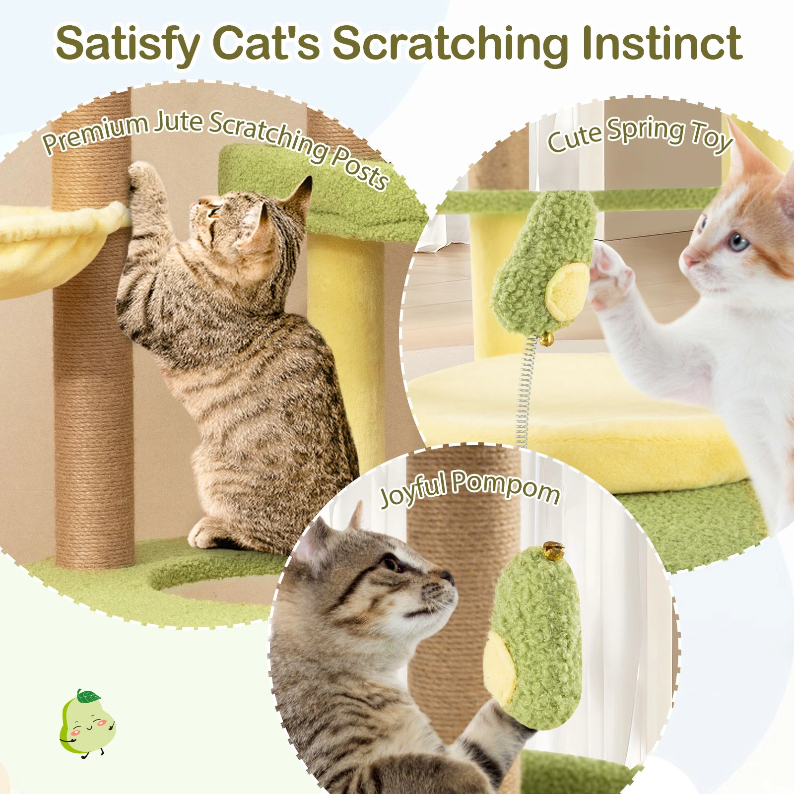 SlickBlue 51" Cat Tower with Rotatable Basket and Cushions