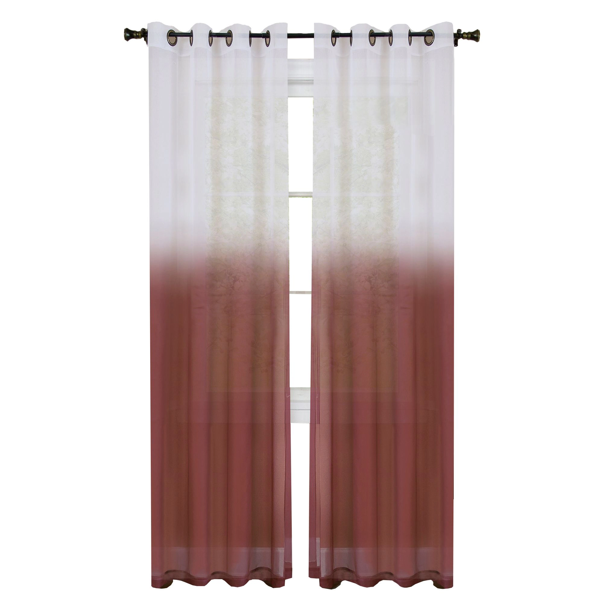 Kate Aurora Tropical Living Semi Matte Sheer Ombre Chic Grommet Top Window Curtains