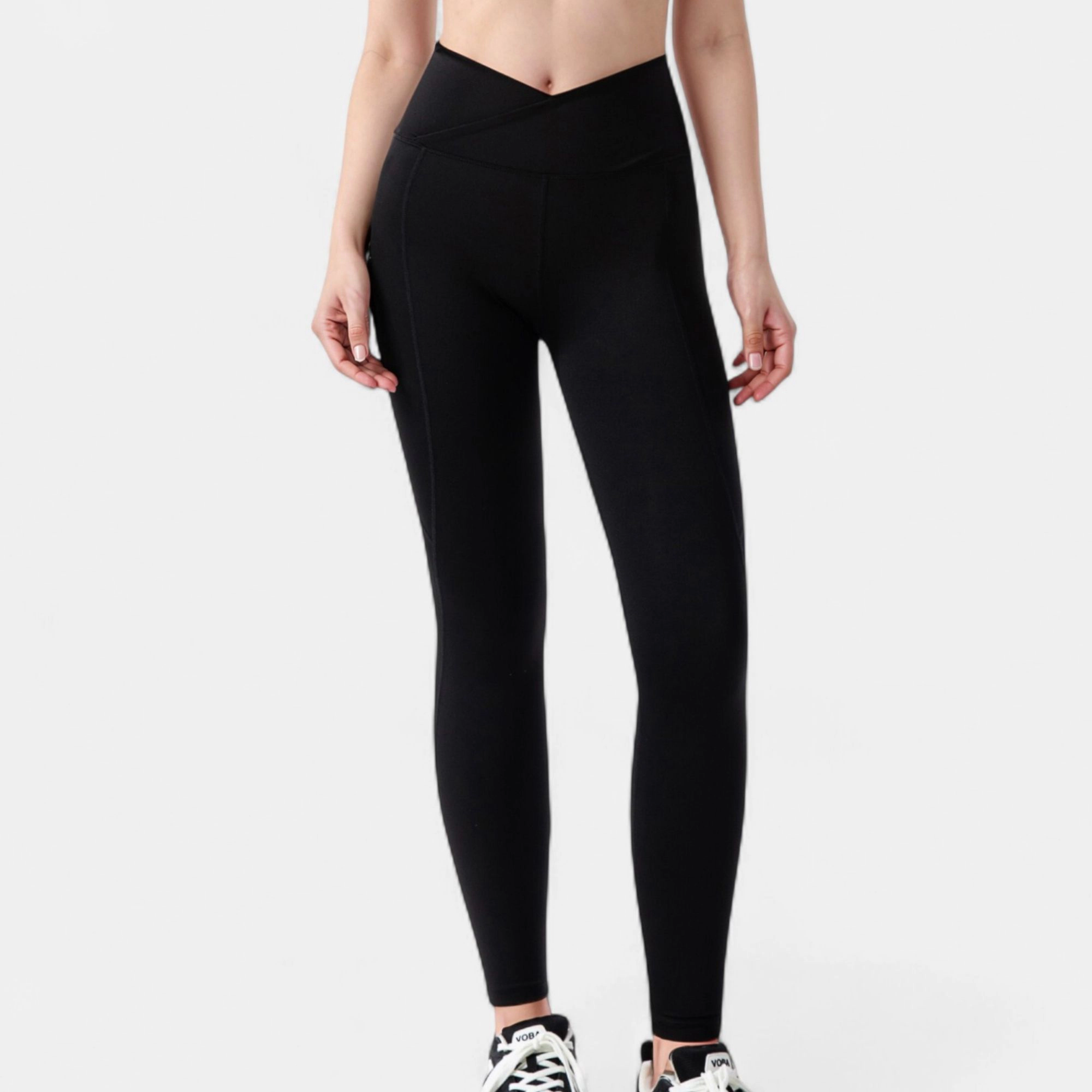 Anna-Kaci Active Women's High Waist Crossover Leggings with V-Waistband and Full-Length Stretch Fit