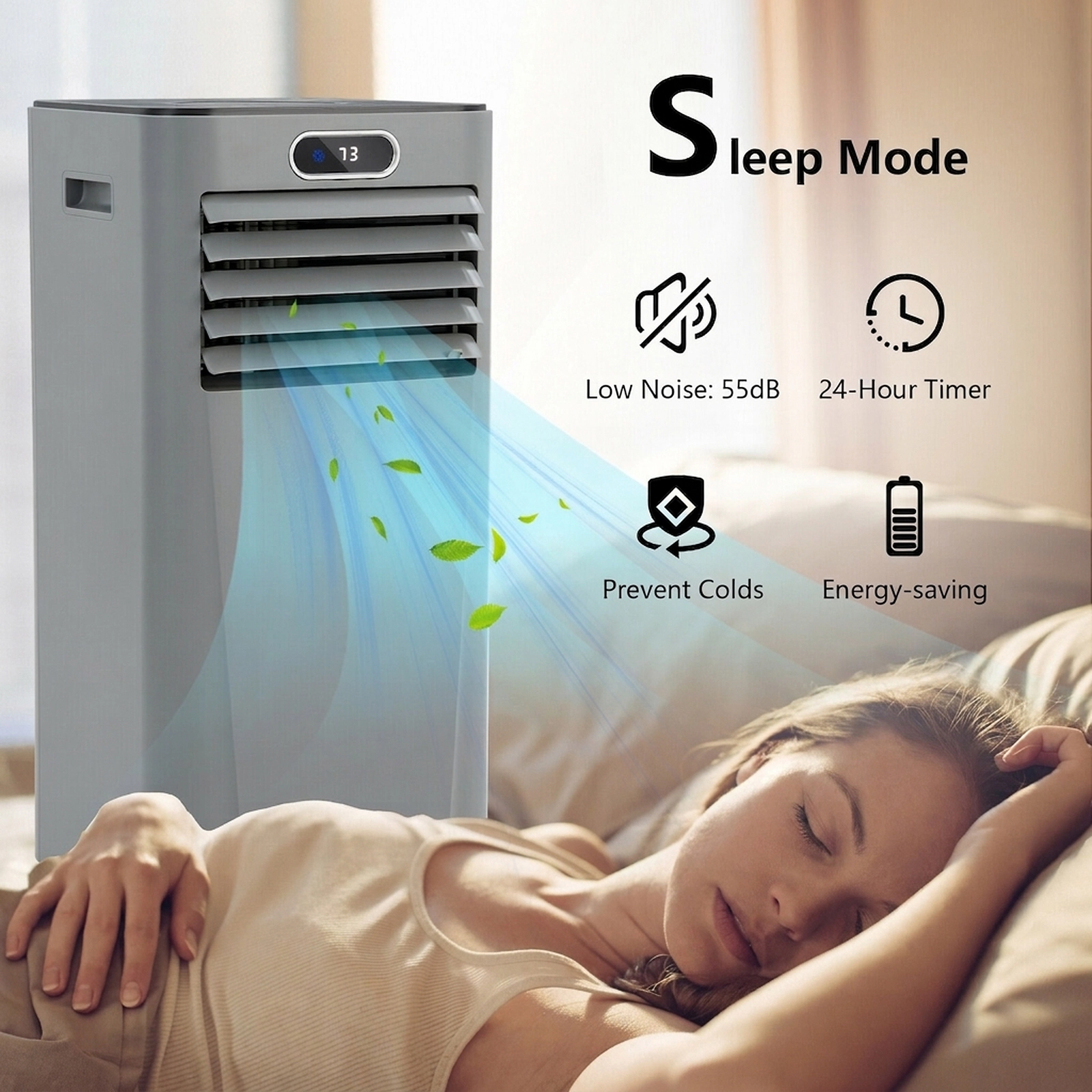 SUGIFT Gray 8000-BTU 3-in-1 Portable Air Conditioner with Dehumidifier and Remote 13-in W 13-in D 27.5-in H