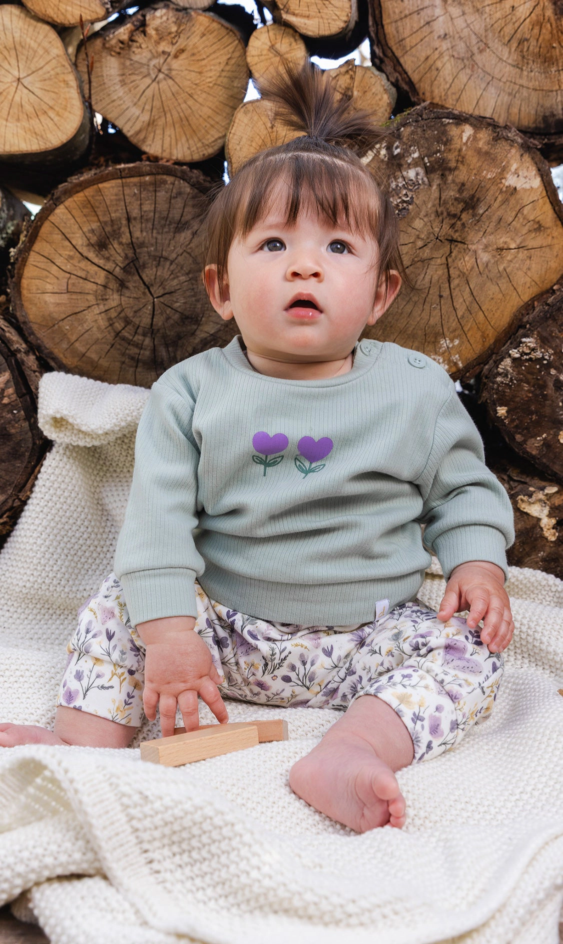 Deux par Girls Organic Cotton Pants and Top Set with Heart Print
