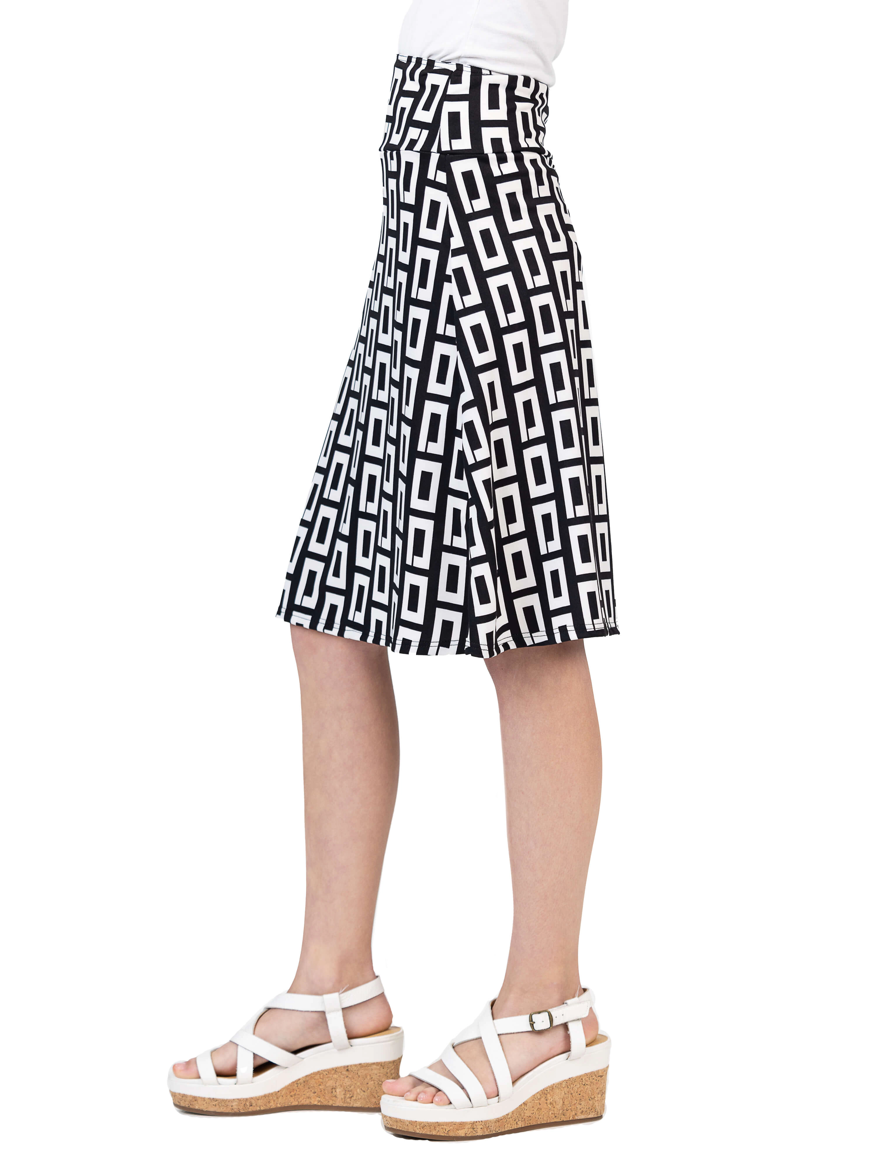 24sevenKid Essential Girls Black and White Knee Length Skirt