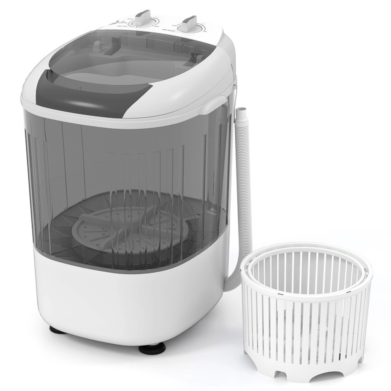 SUGIFT 5.5-lb Mini Semi-Automatic Portable Washing Machine with Spin Tub 4 Preset Cycles and IPX4 Rating