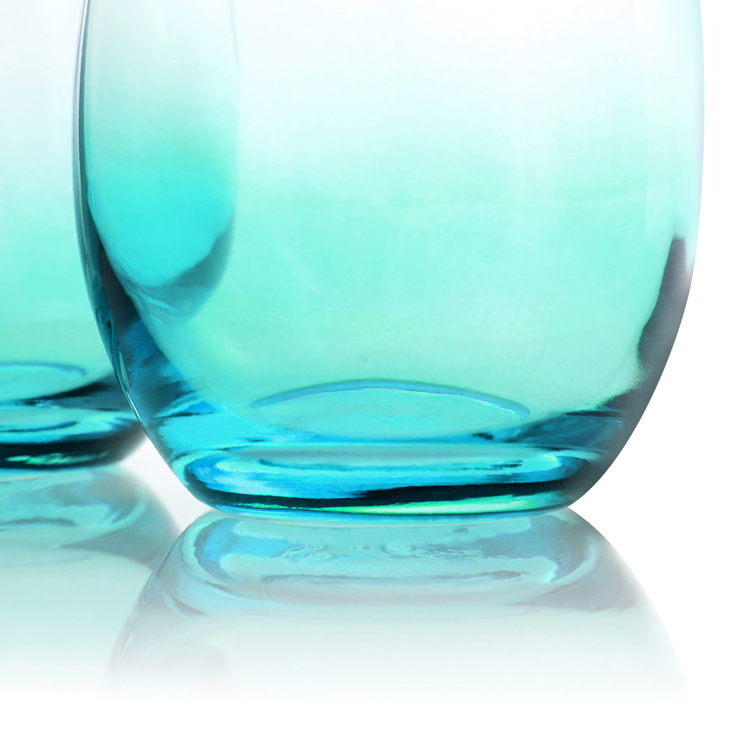 Gibson Home Laguna Lights 4 Piece 18 Ounce Stemless Wine Glass Set in Blue