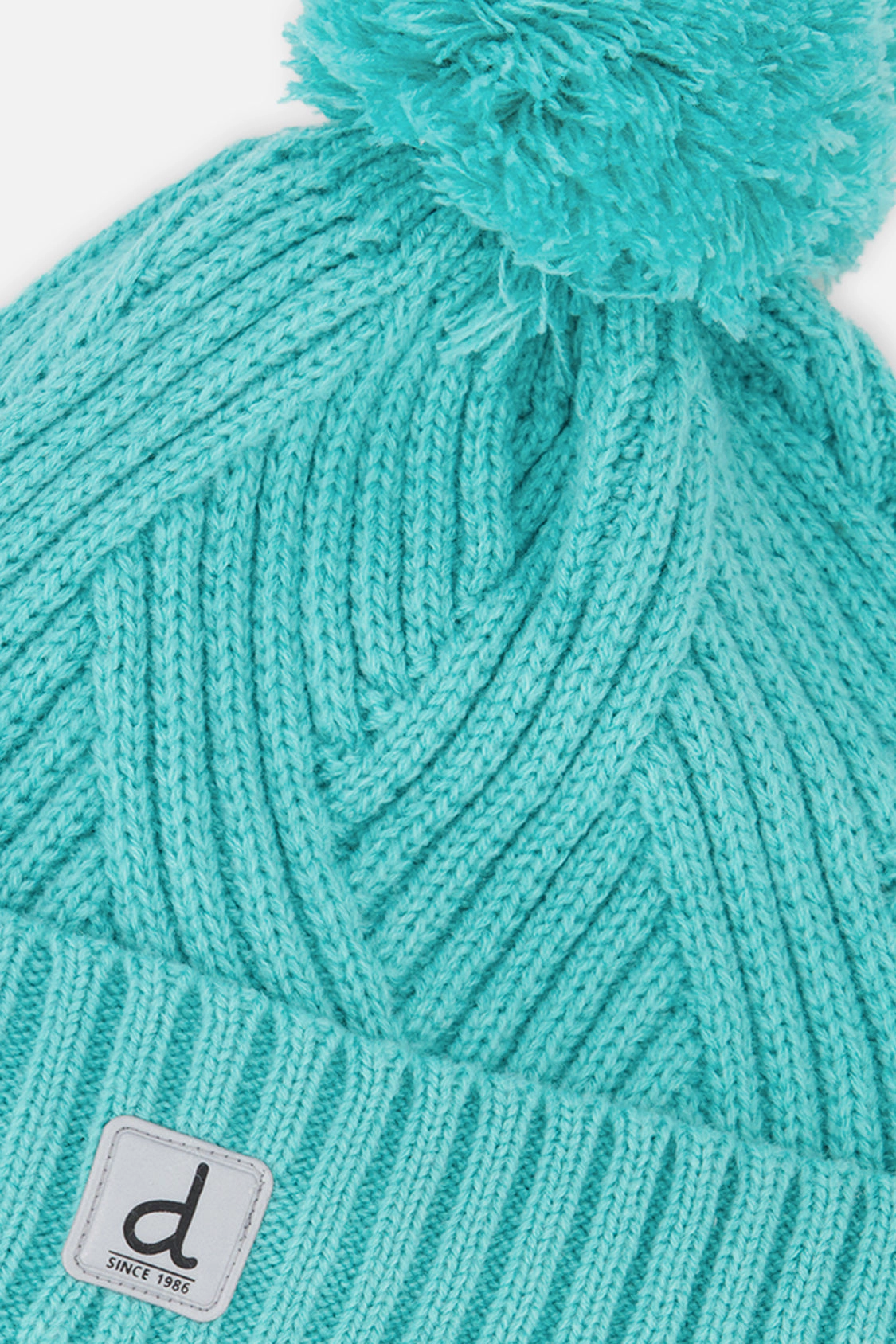 Deux par Deux Girls Chevron-Textured Winter Knit Hat with Pompom