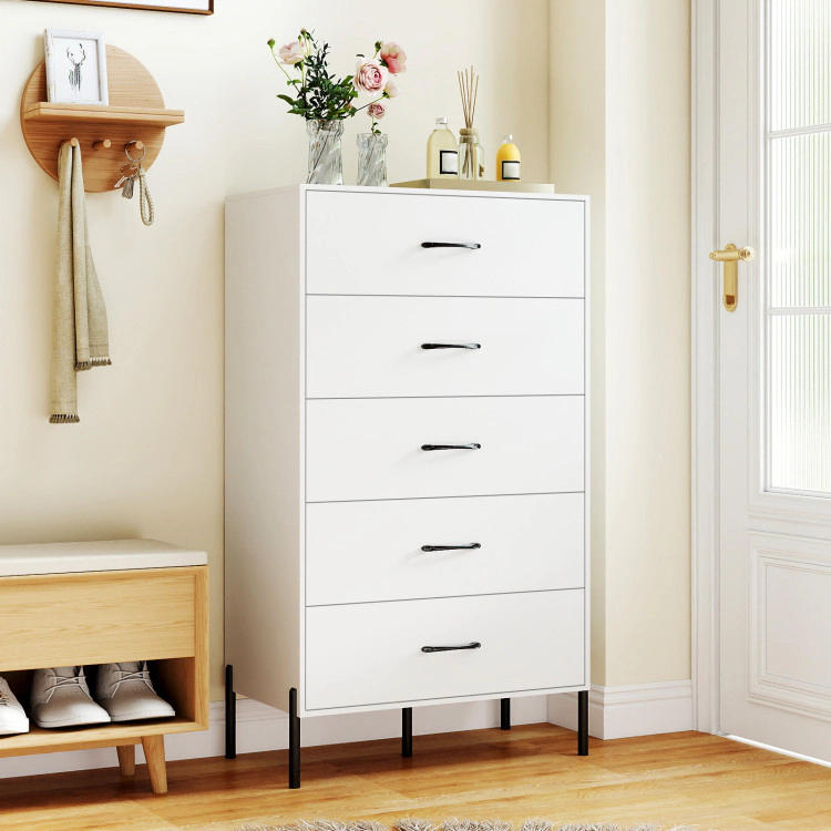 Hivvago 5-Drawer Modern Tall Chest Of Drawers With Metal Legs