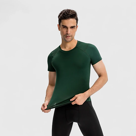 Anna-Kaci Men's Short Sleeve Compression Top with Moisture-Wicking Stretch Fabric for Performance and Training