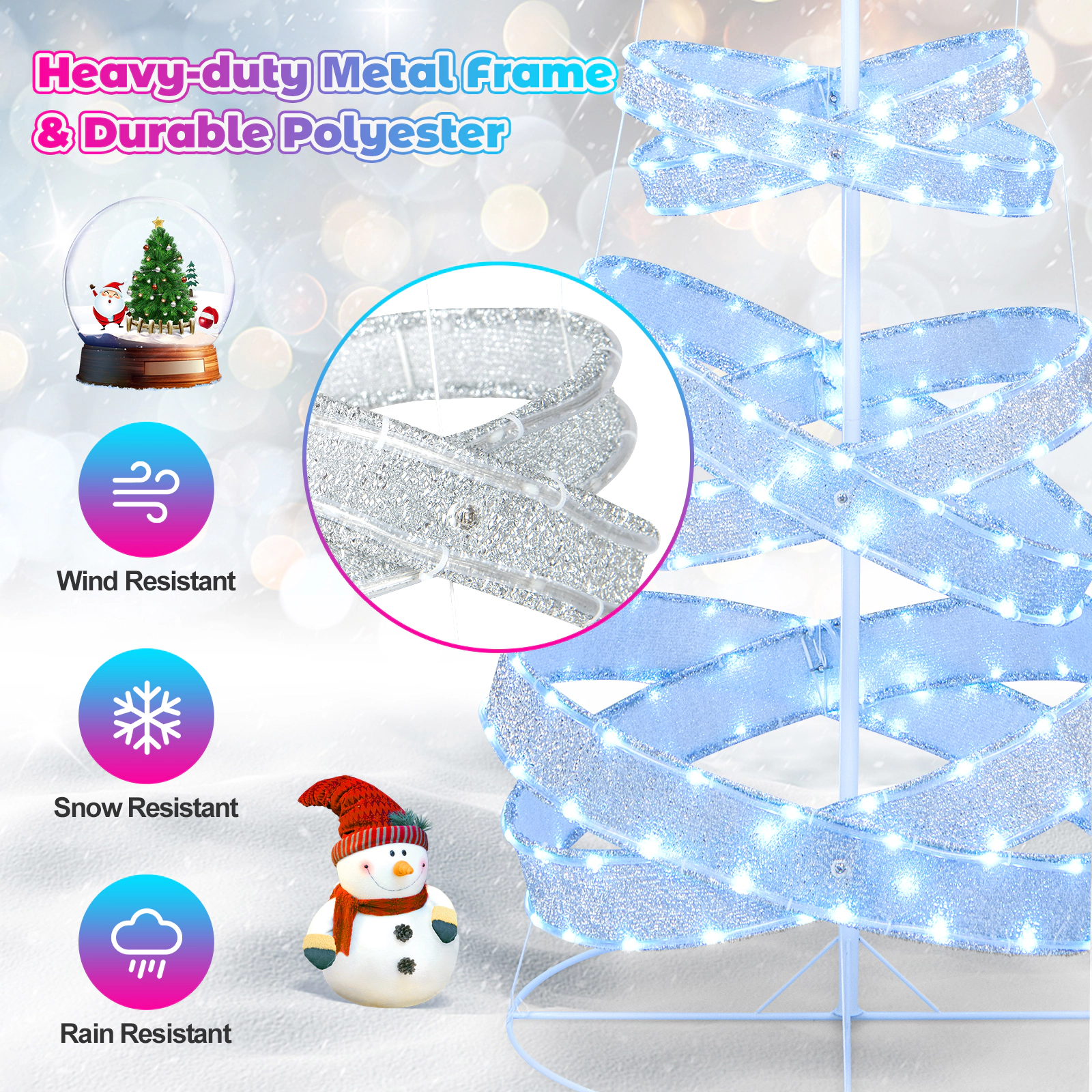 SUGIFT 7 ft Outdoor Spiral Christmas Tree with 341 Lights and 34 Lighting Modes