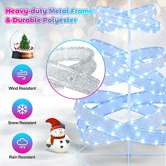 SUGIFT 7-ft White Outdoor Spiral Christmas Tree with 341 Lights