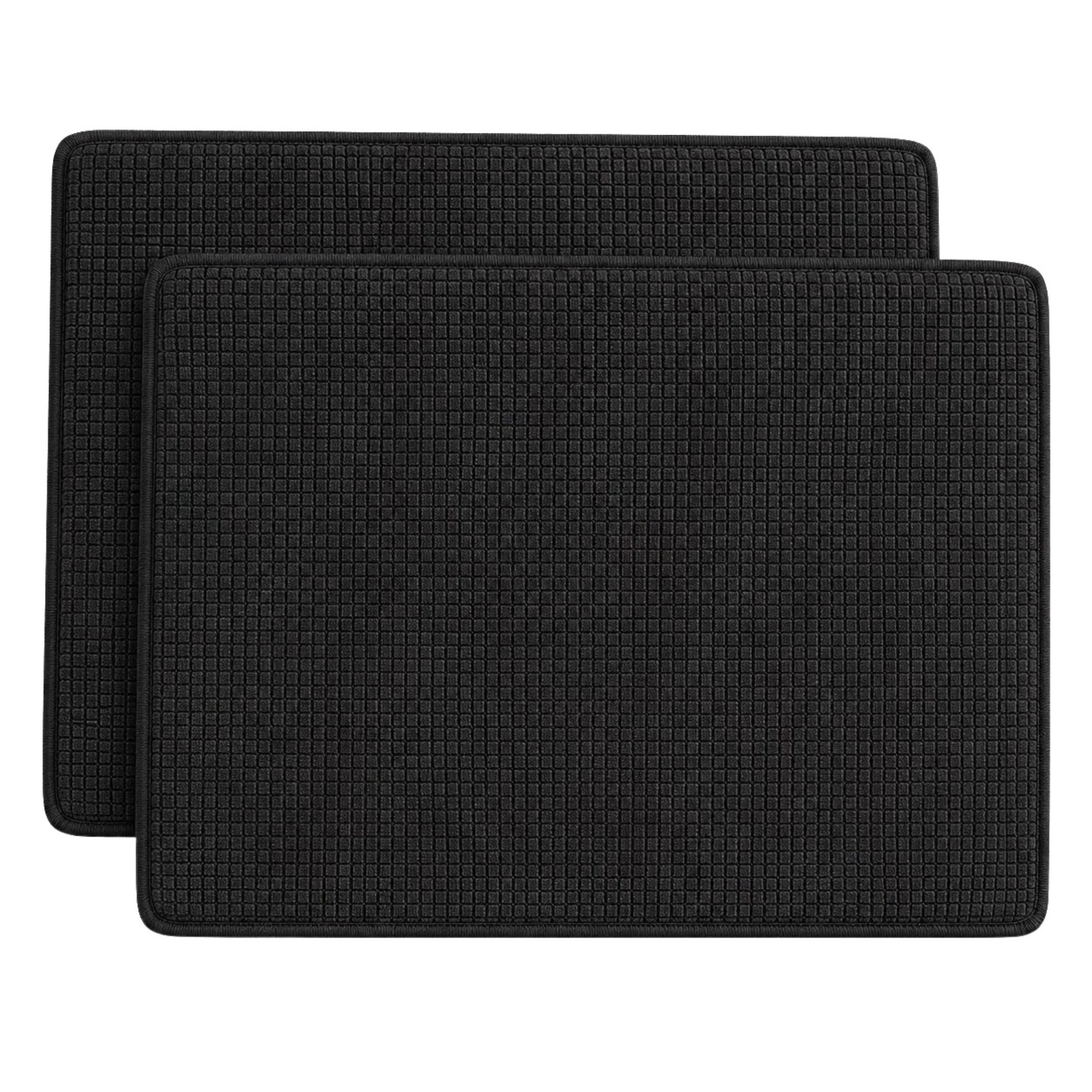Home Collection Pack of 2 Black Absorbent Dish Drying Mats 20" x 15"
