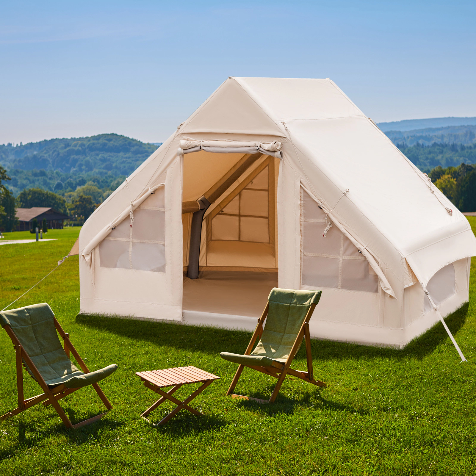 Hivvago Quick Setup Air Tent for Camping and Glamping, Fits 2 to 6 People
