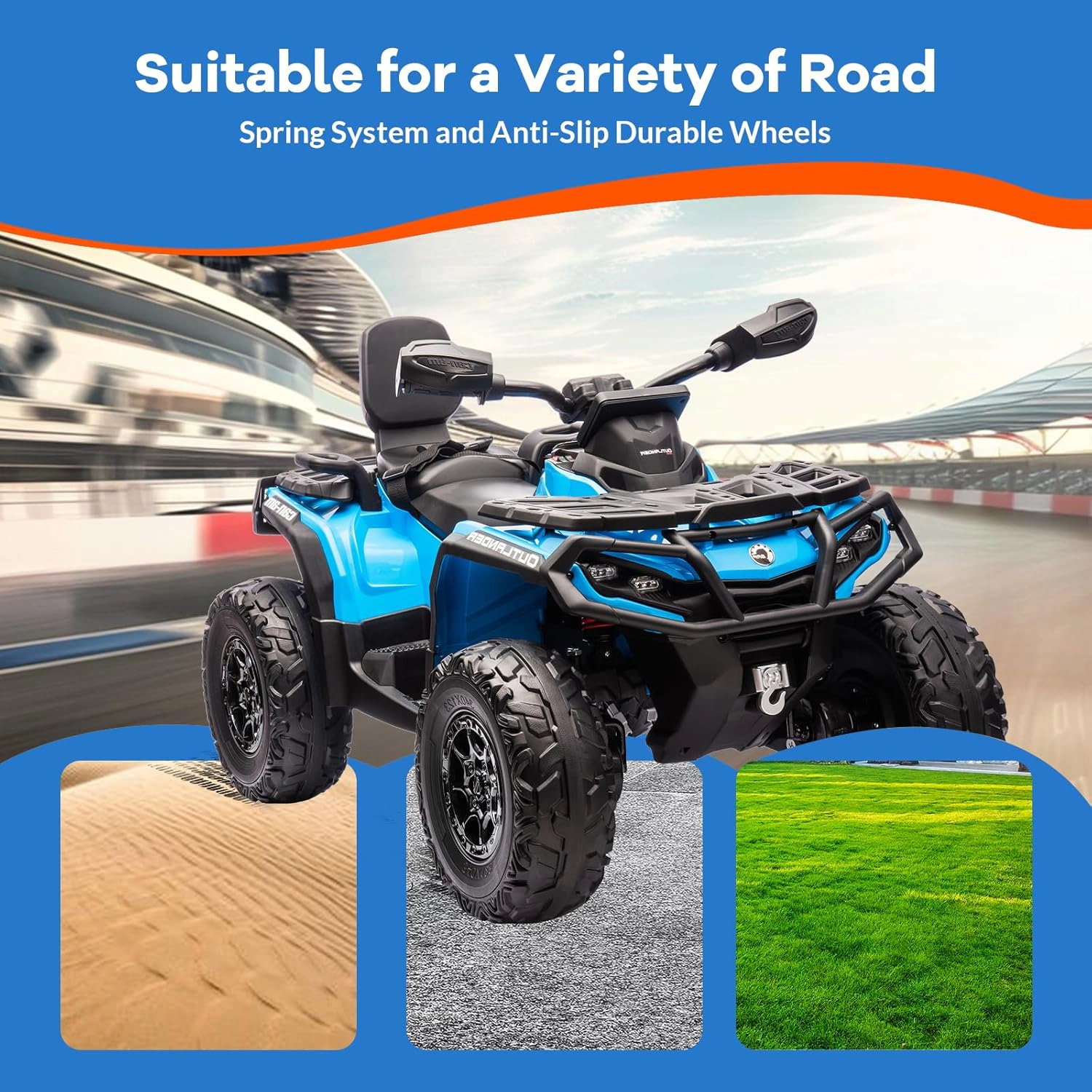 Enjyam 24V Licensed Can-Am Kids Ride On ATV, 2-Seater 4WD Electric ATV Car w/ Bluetooth, LED Lights, 3 Speeds