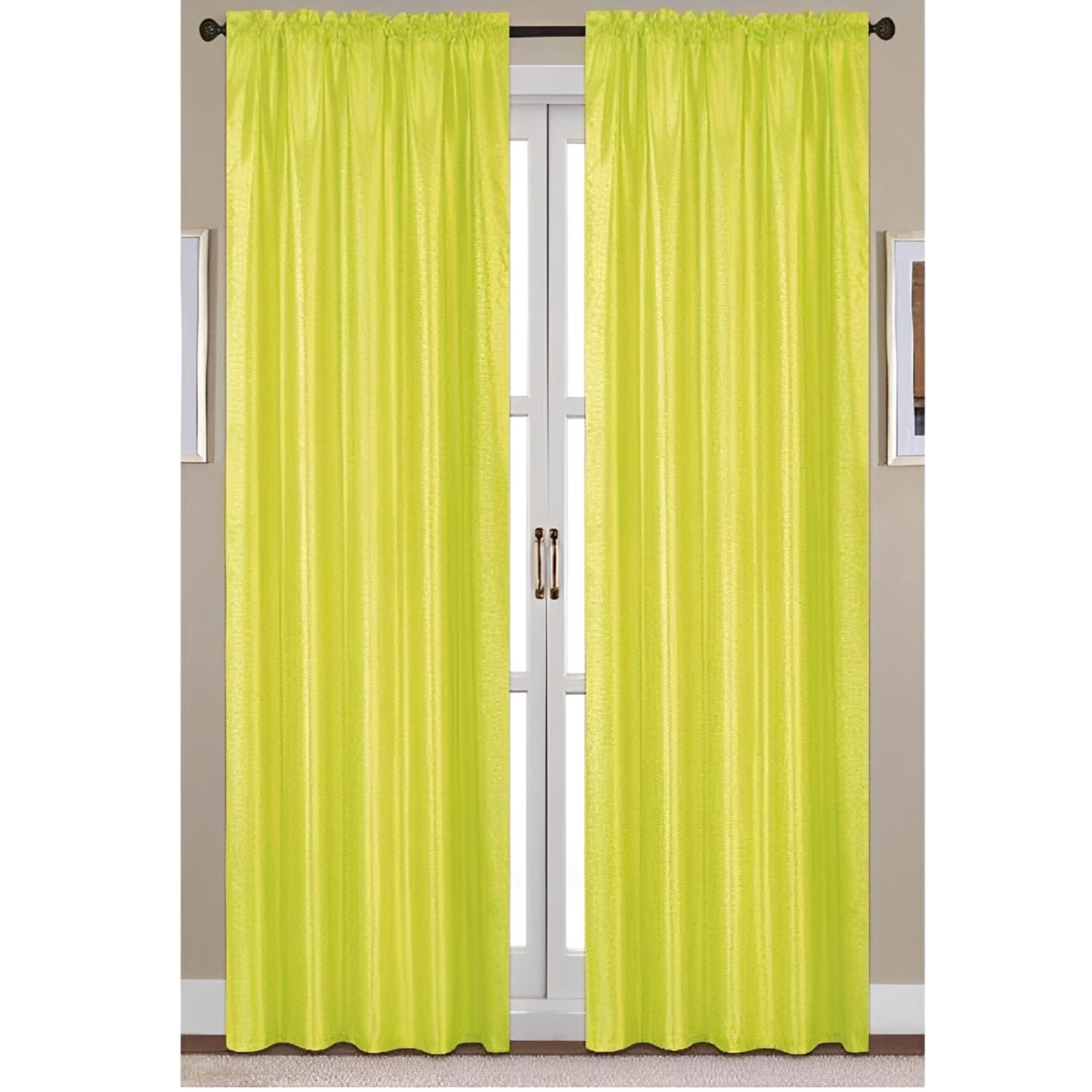 RT Designers Collection Nikki Faux Silk Rod Pocket Curtain Panel - 54 x 90, Green